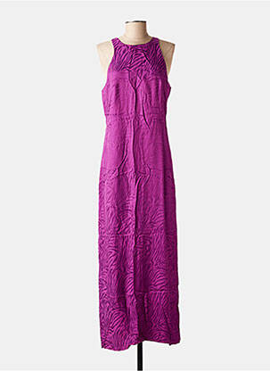 Rochie lungă țesătură poplin fără mâneci violet MODETROTTER femeie