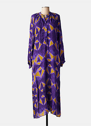 Rochie lungă imprimeu fantezie mâneci lungi violet HOD femeie
