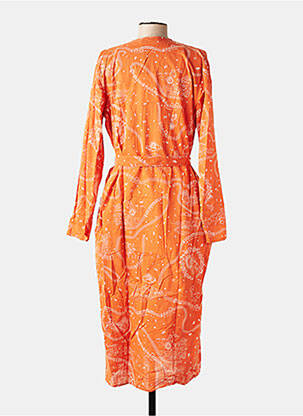 Rochie midi imprimeu fantezie mâneci lungi portocalie ROSEANNA femeie