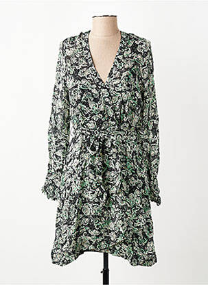 Rochie midi imprimeu fantezie mâneci lungi verde BERENICE femeie