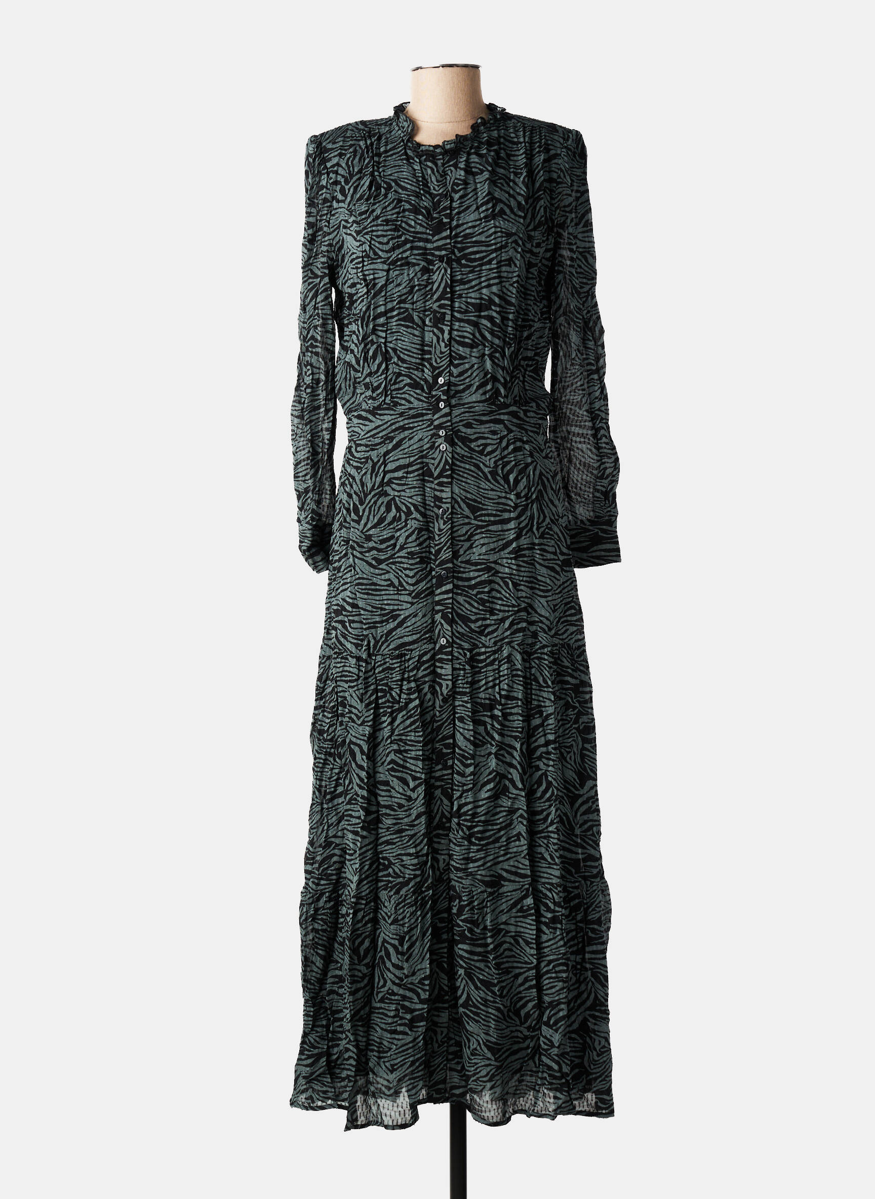 Rochie lungă mâneci lungi mâneci lungi negru BERENICE femeie