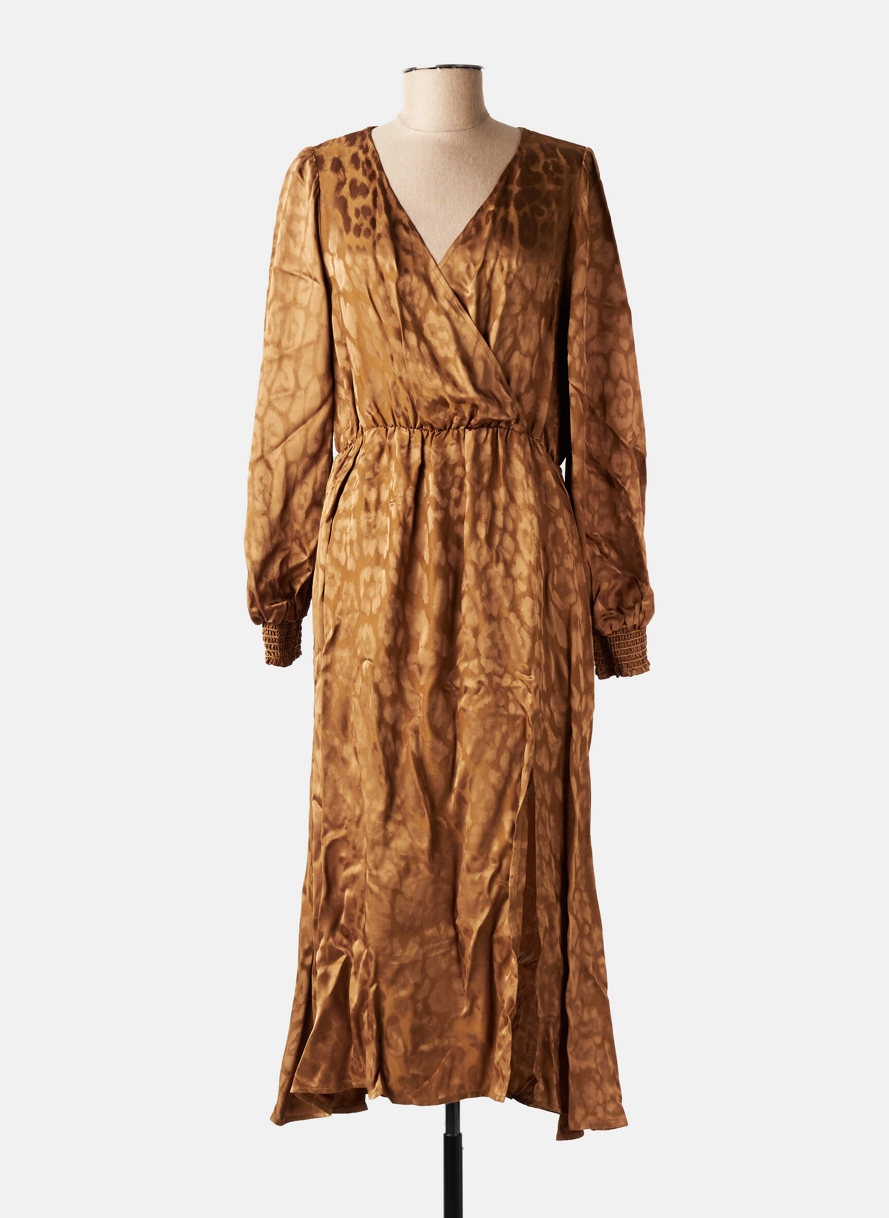 Rochie lungă mâneci lungi mâneci lungi maro ROSEANNA femeie