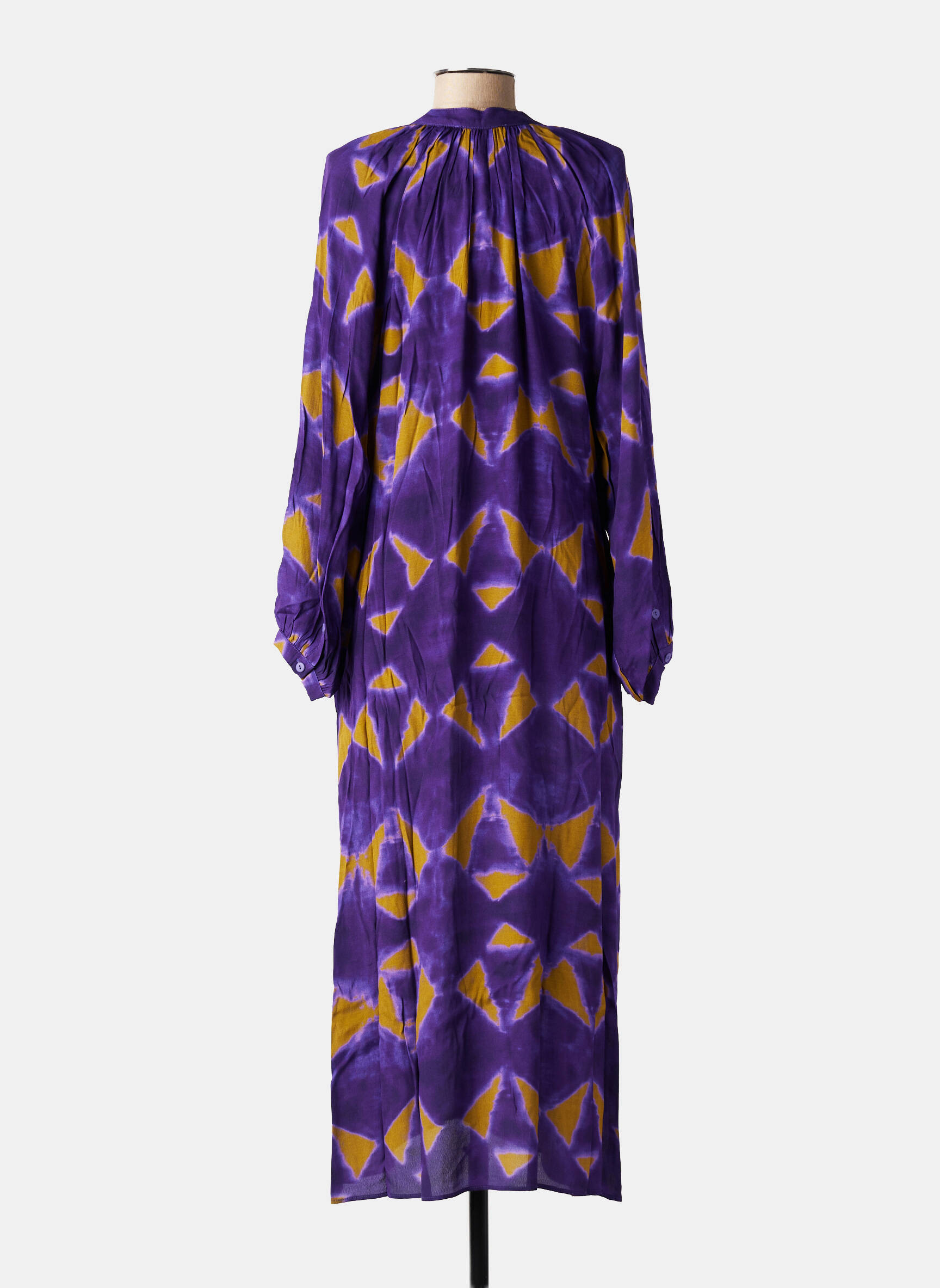 Rochie lungă imprimeu fantezie mâneci lungi violet HOD femeie