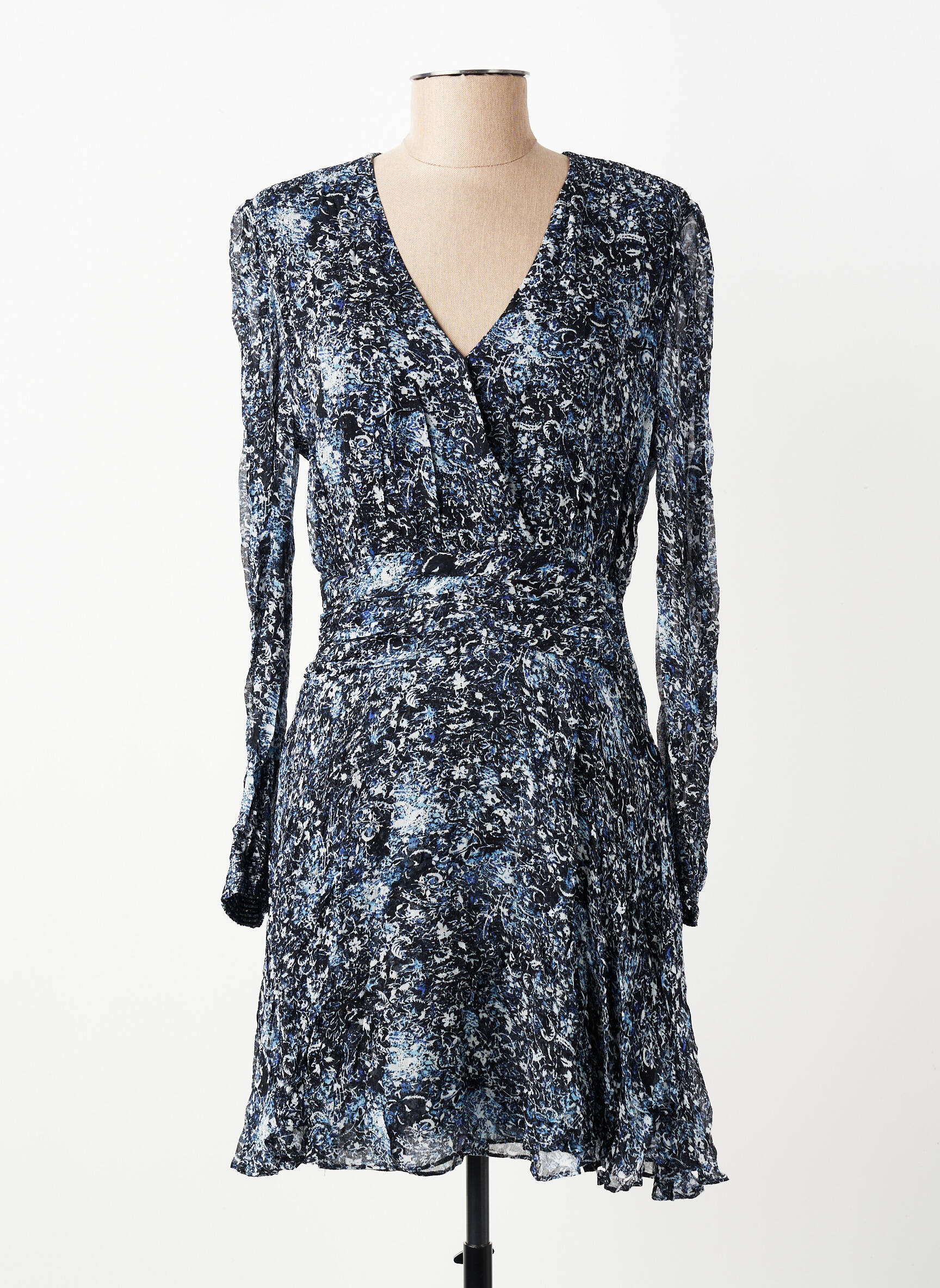 Rochie scurtă mâneci lungi mâneci lungi albastru BERENICE femeie