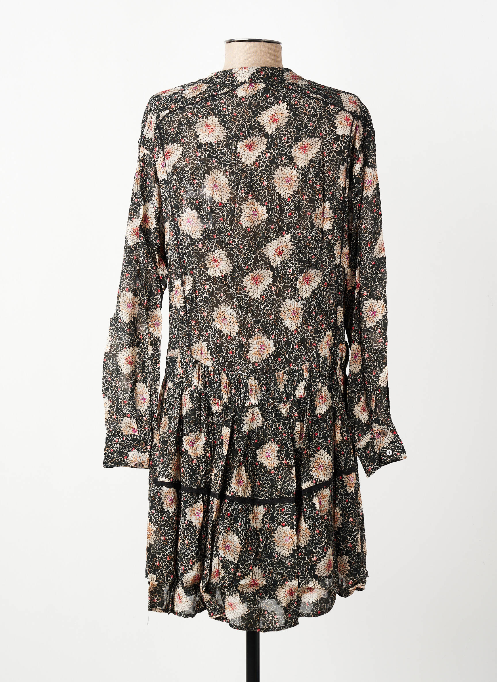 Rochie scurtă croială evazată mâneci lungi negru BERENICE femeie