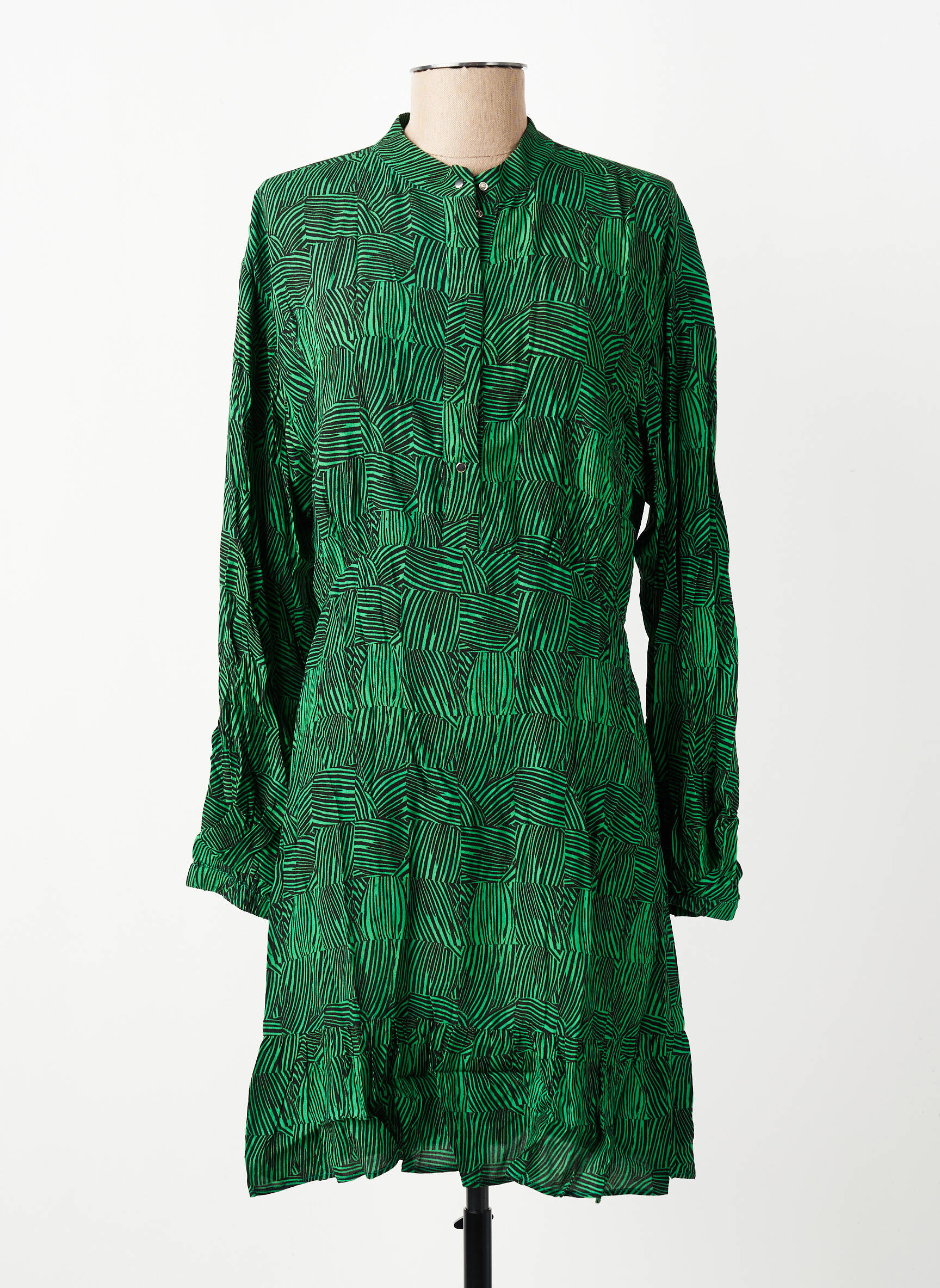 Rochie scurtă mâneci lungi mâneci lungi verde ROSEANNA femeie