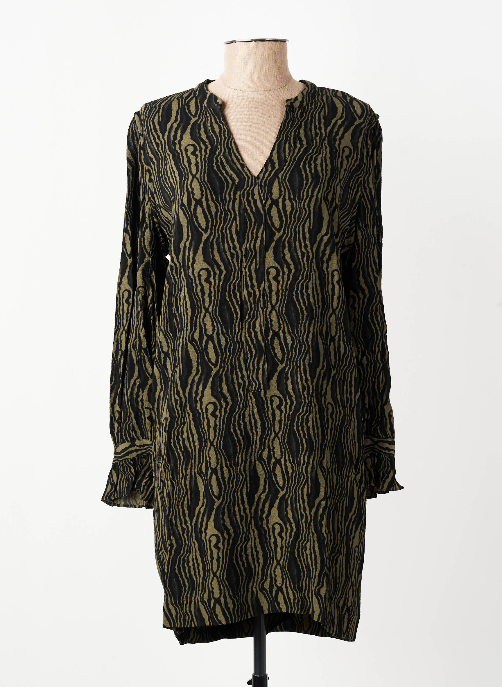 Rochie scurtă mâneci lungi mâneci lungi verde FIVE femeie
