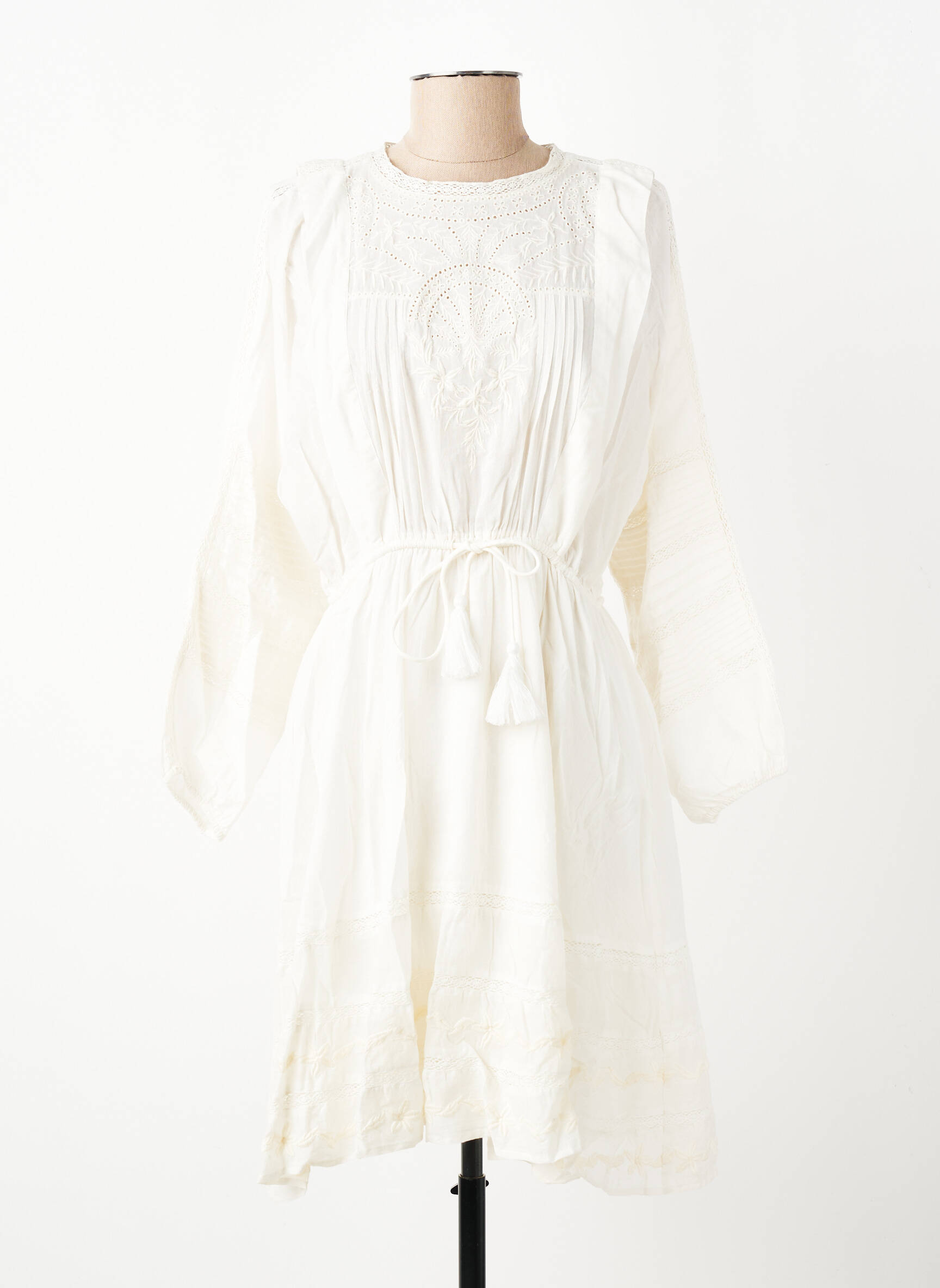 Rochie midi mâneci lungi mâneci lungi alb BERENICE femeie