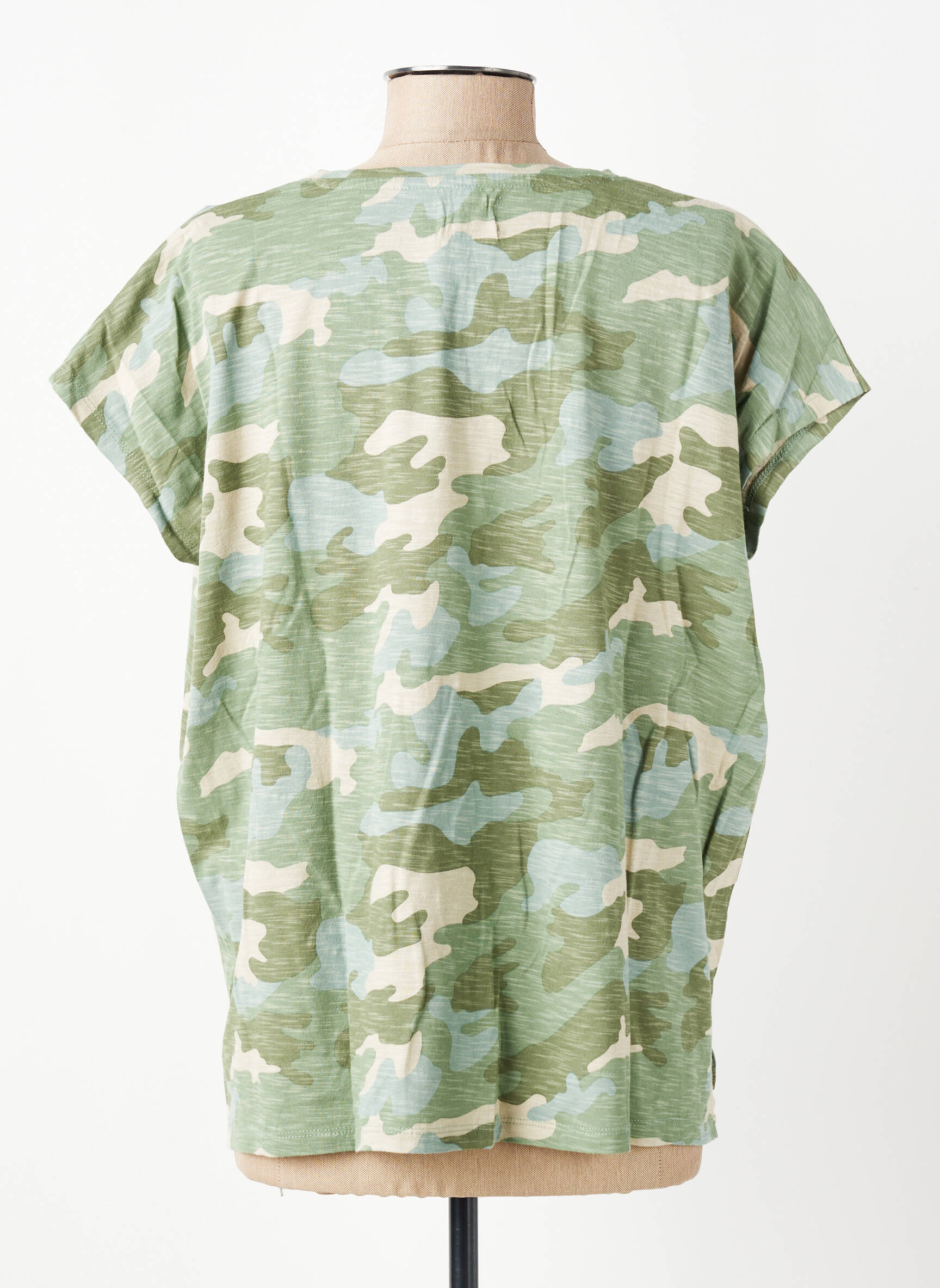 Tricou croială dreaptă mâneci scurte verde FIVE femeie