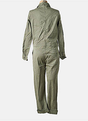 Salopetă-pantalon țesătură poplin mâneci lungi verde FIVE femeie