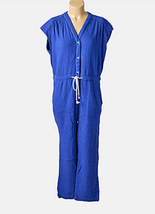 Salopetă-pantalon țesătură crep mâneci scurte albastru HOD femeie