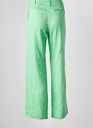 Pantalon drept țesătură poplin talie înaltă verde MODETROTTER femeie