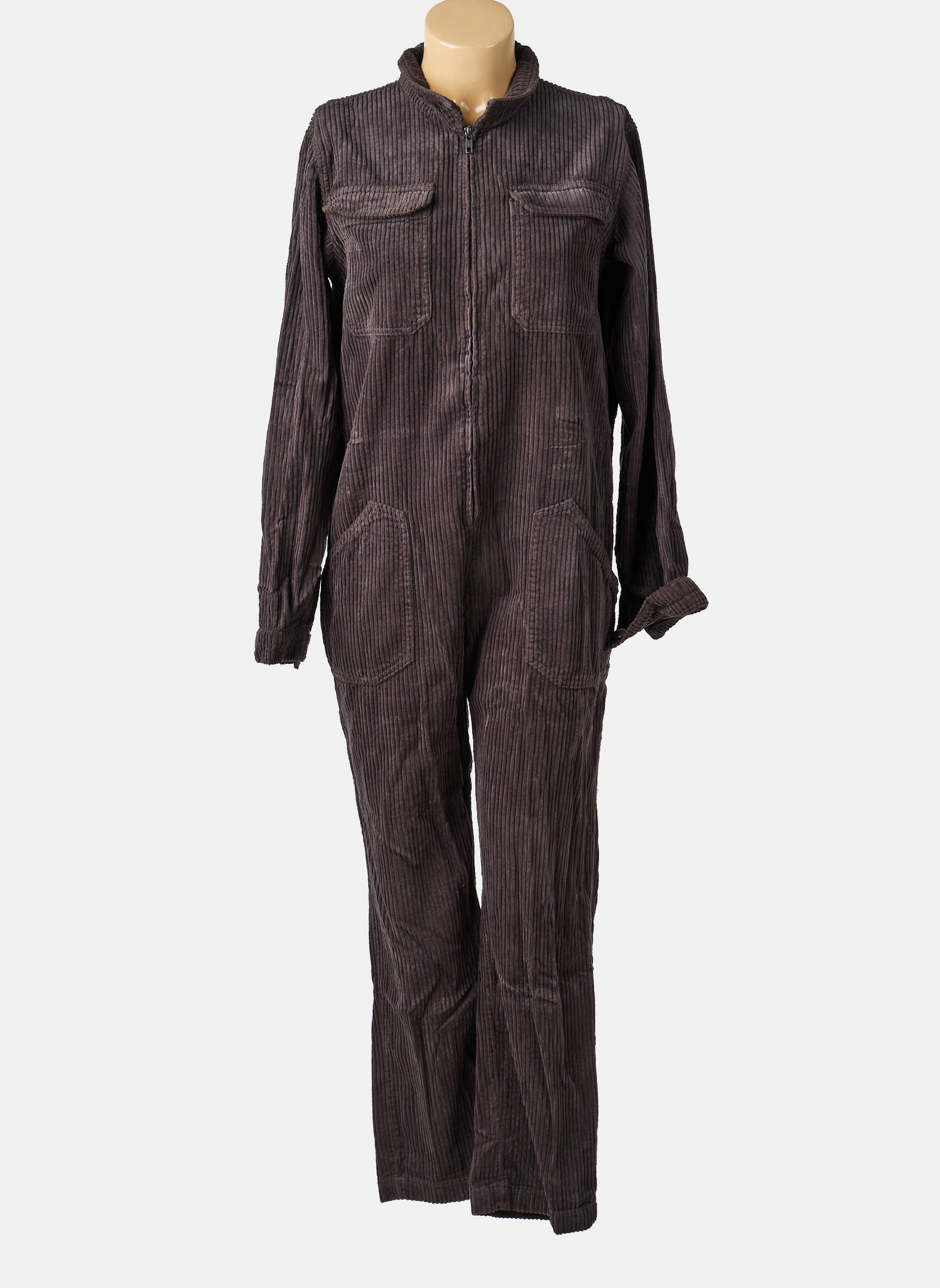 Salopetă-pantalon închidere cu nasturi pe față mâneci lungi gri MODETROTTER femeie