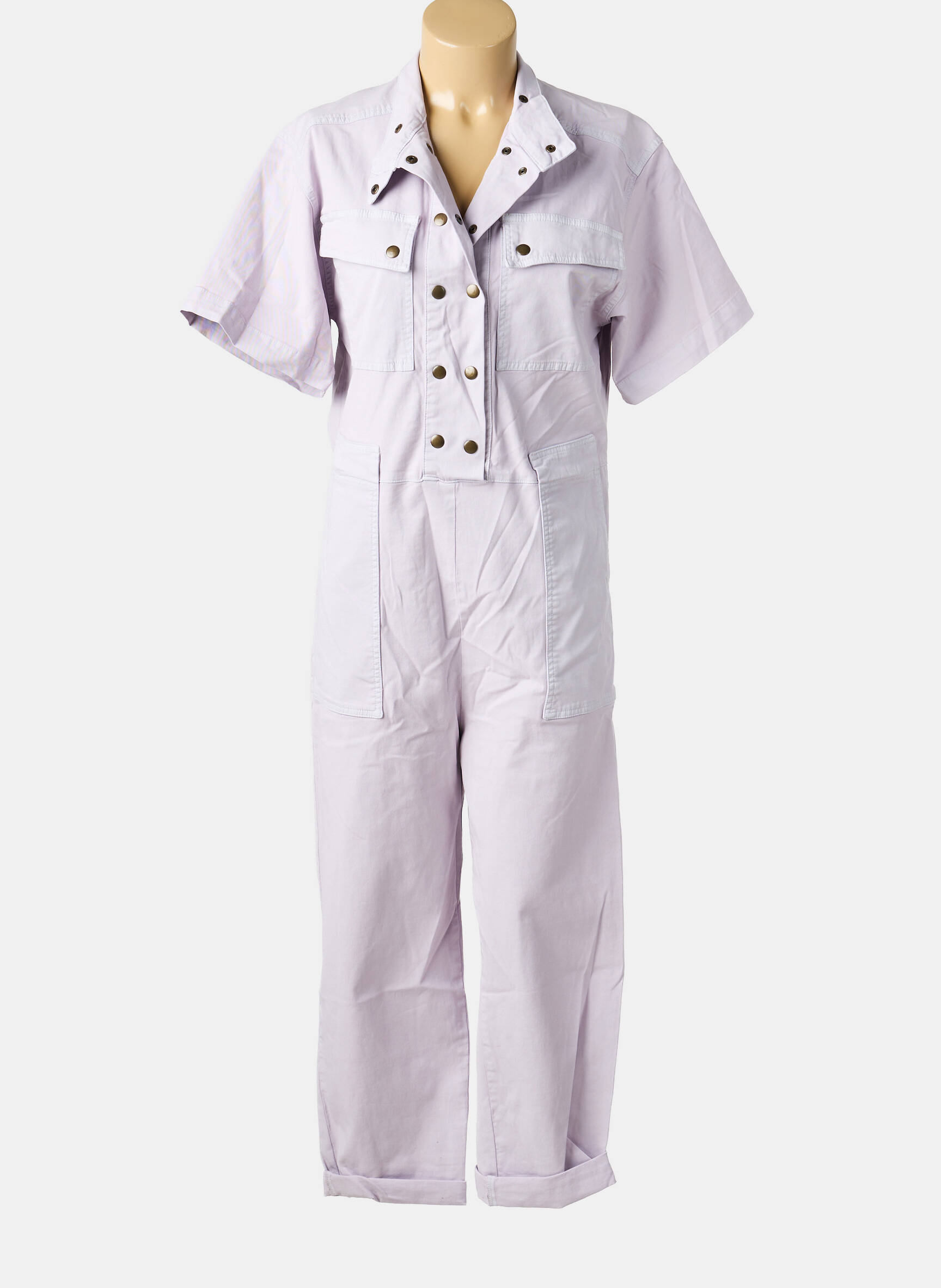 Salopetă-pantalon guler de bluză mâneci scurte violet HOD femeie