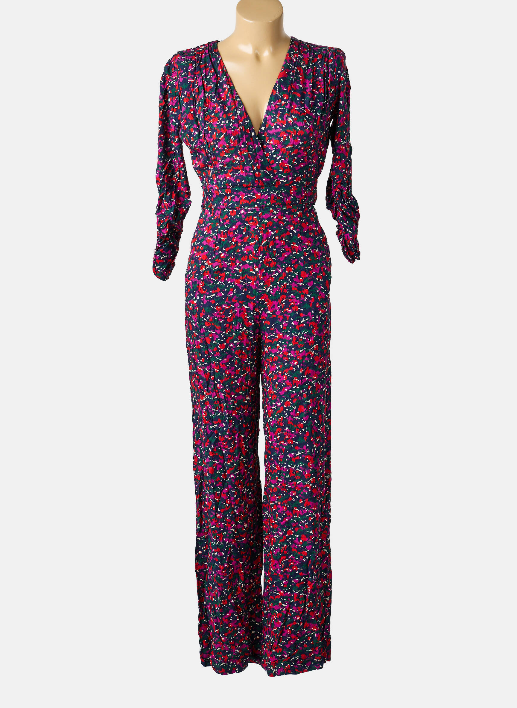 Salopetă-pantalon croială cambrată mâneci 3/4 roz OPULLENCE femeie