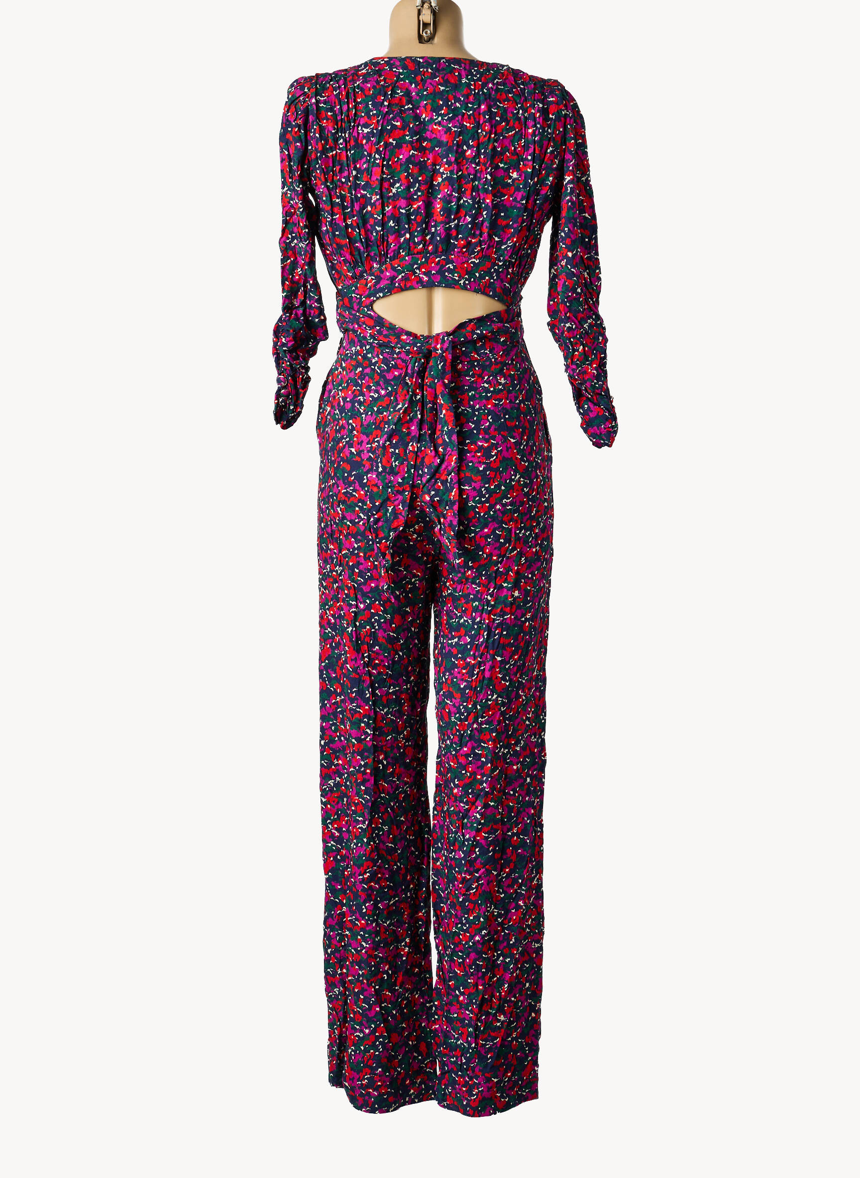 Salopetă-pantalon croială cambrată mâneci 3/4 roz OPULLENCE femeie