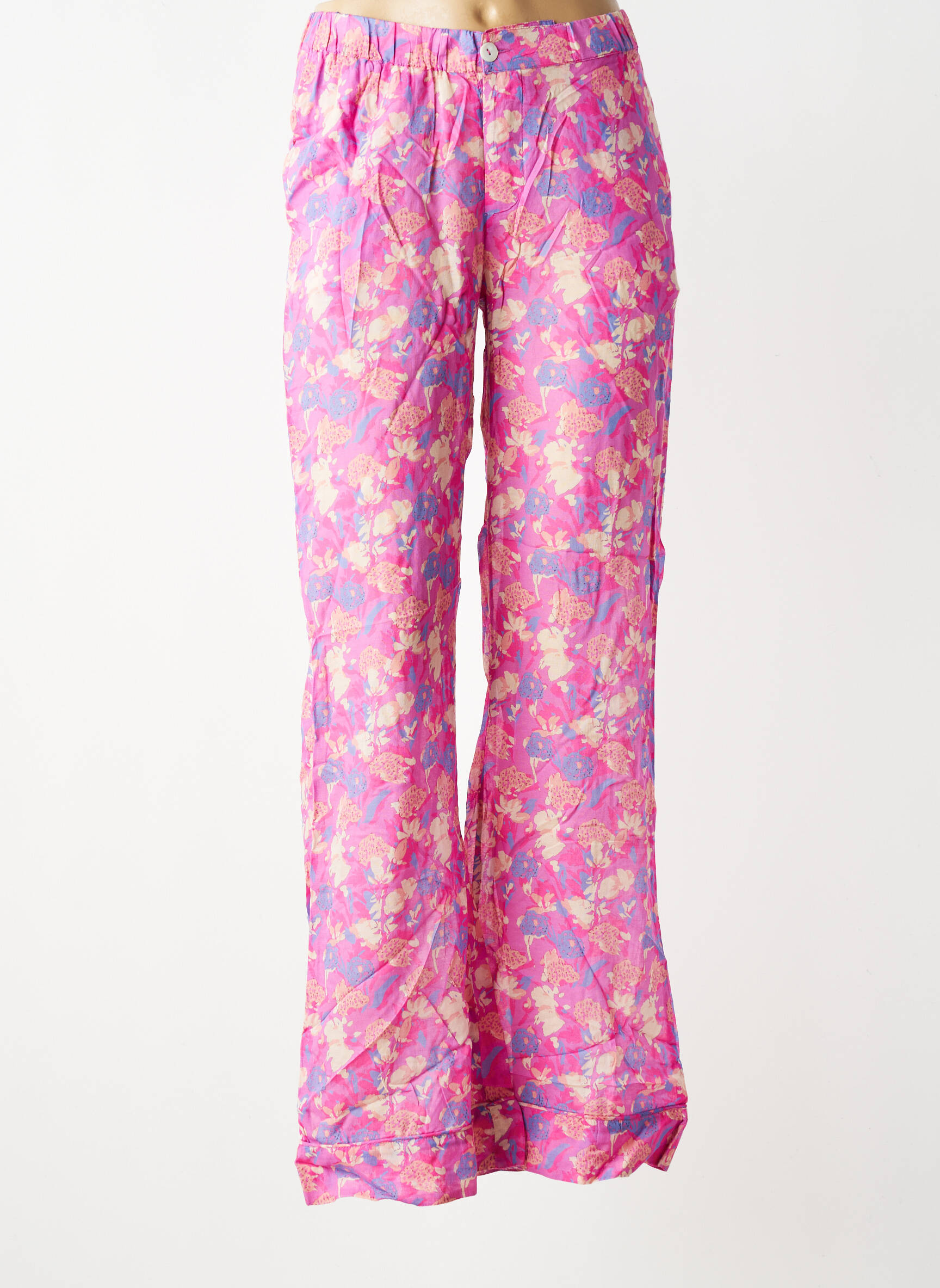 Pantalon drept talie elastică mărime normală roz BERENICE femeie
