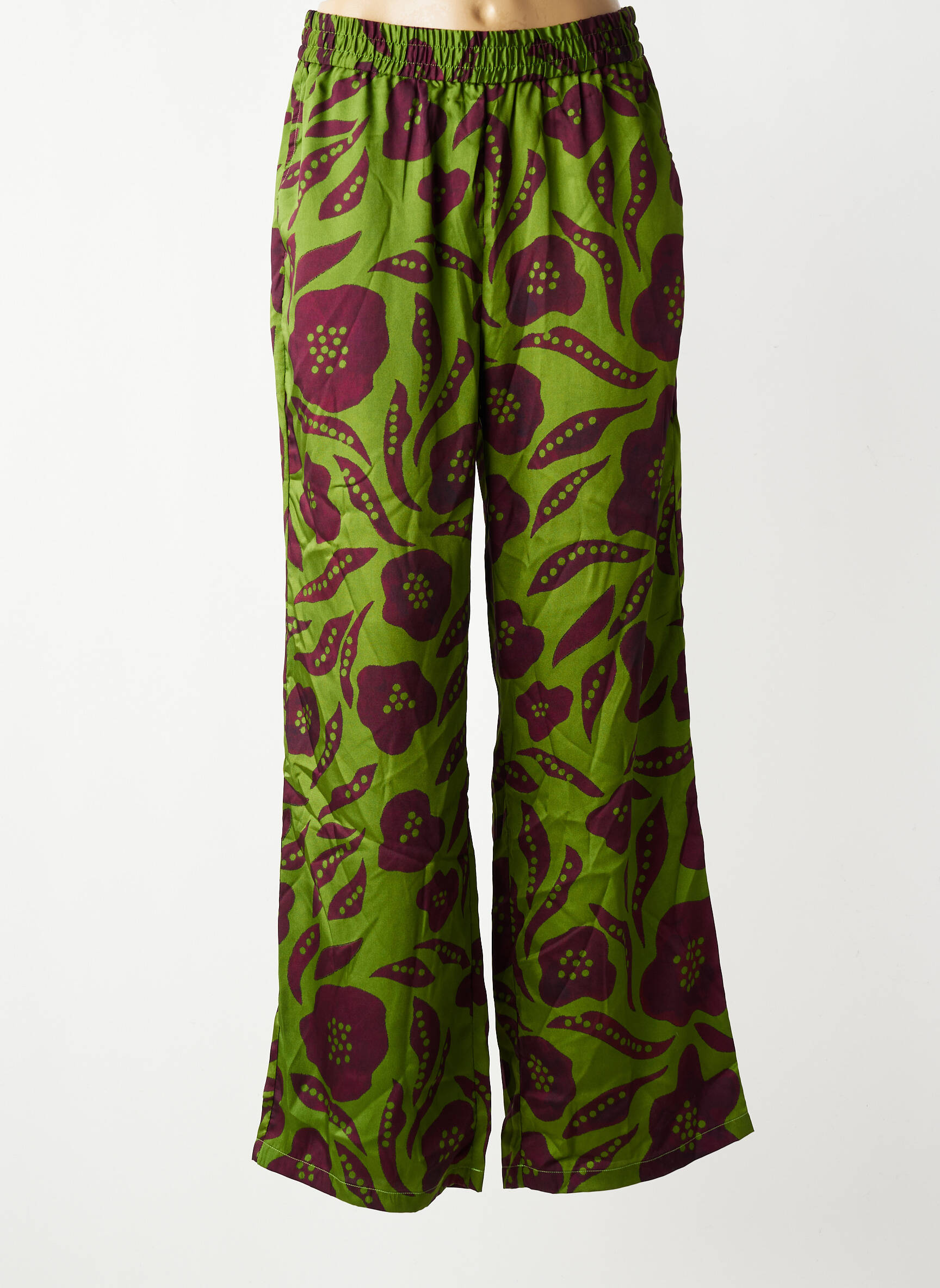 Pantalon larg buzunare mărime normală verde HOD femeie