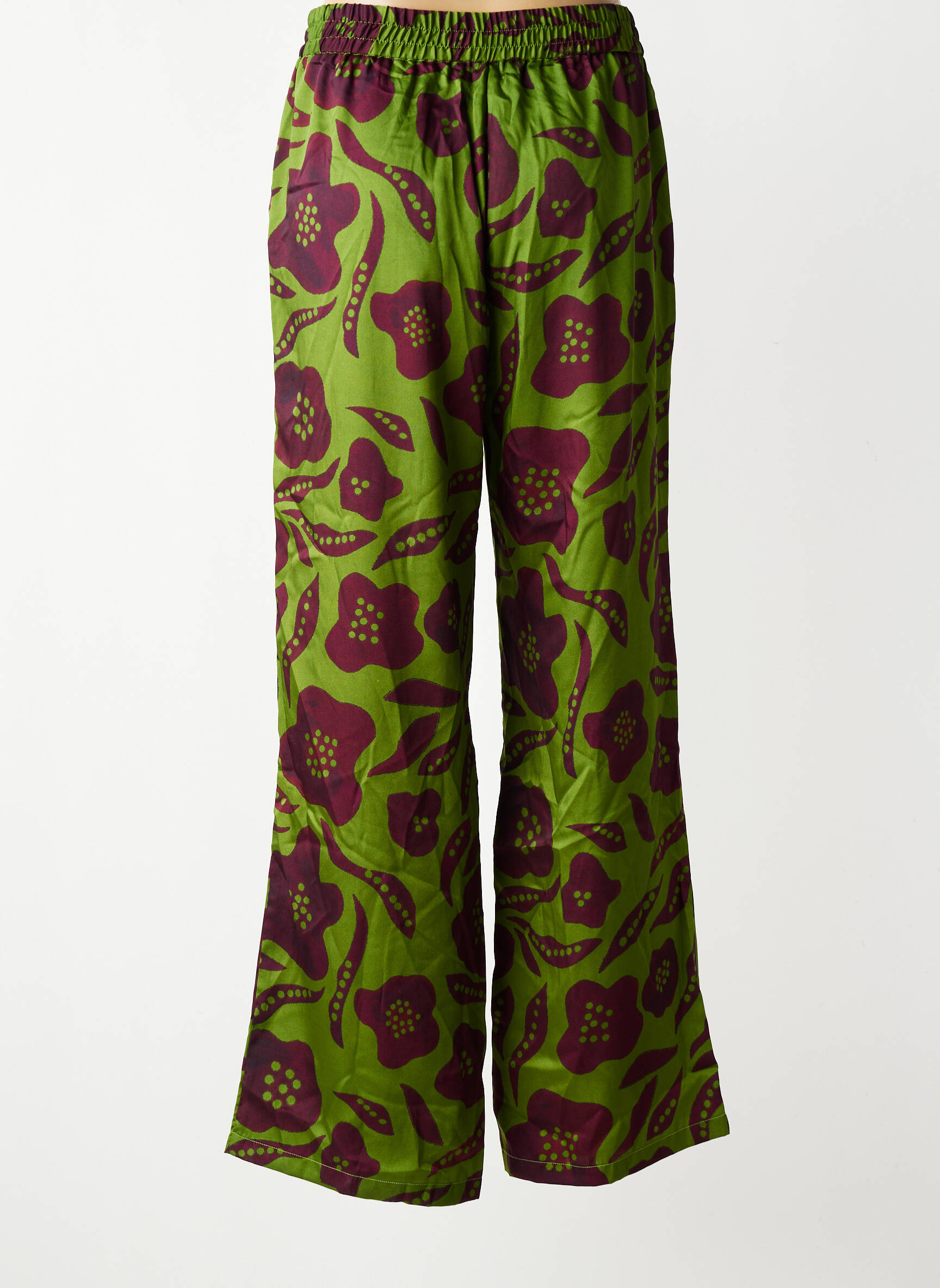 Pantalon larg buzunare mărime normală verde HOD femeie