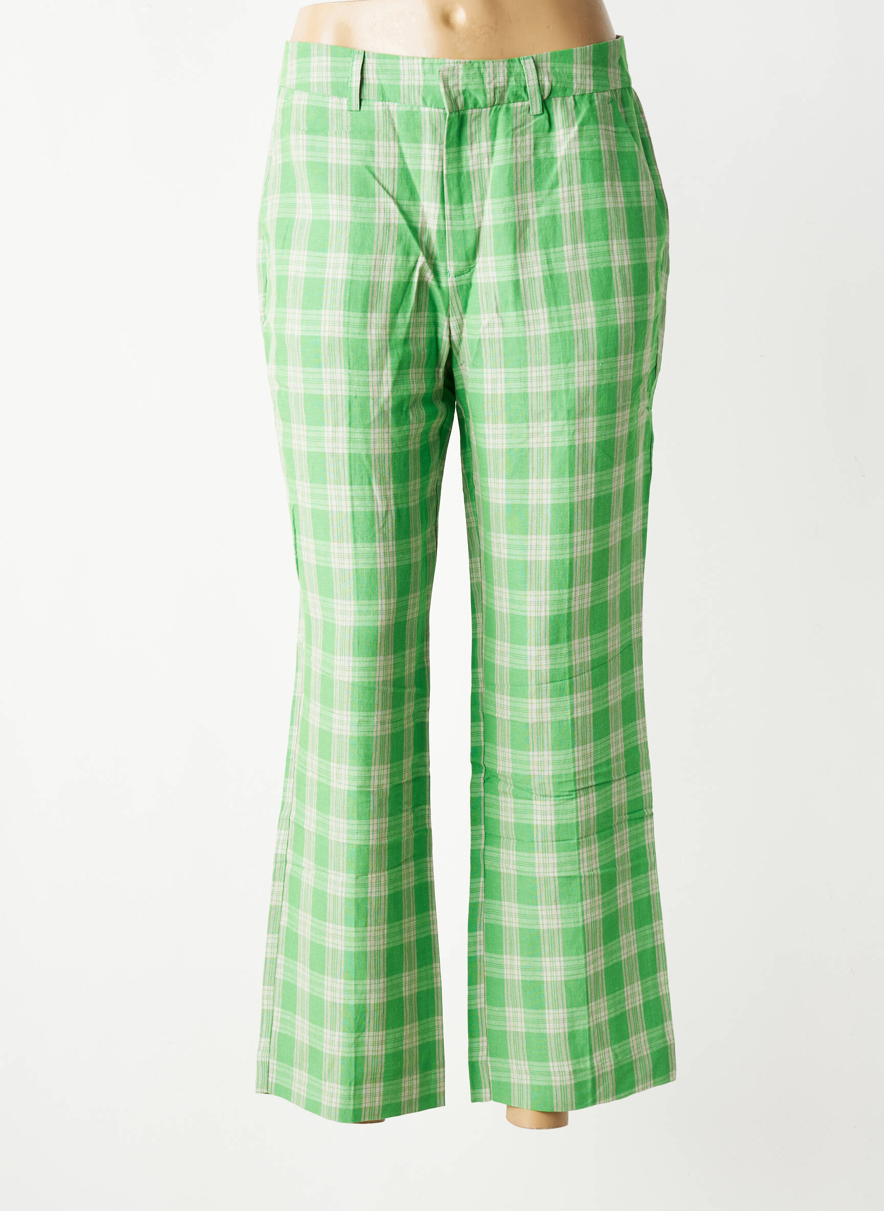 Pantalon drept țesătură poplin mărime normală verde HOD femeie