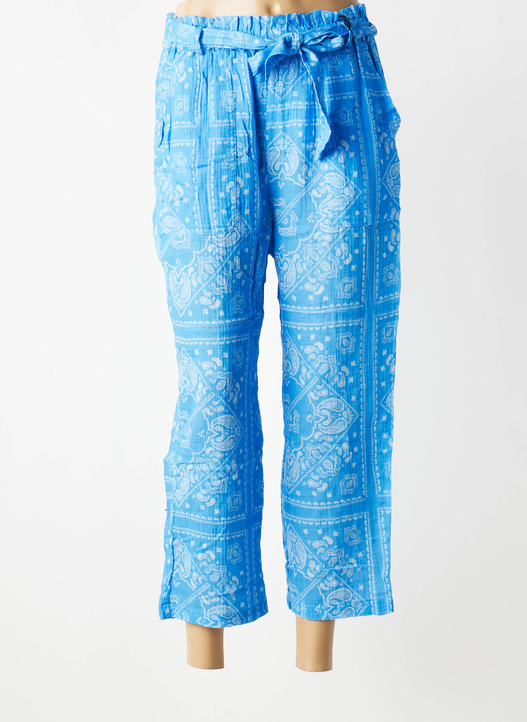 Pantalon 7/8 țesătură poplin mărime normală albastru HOD femeie