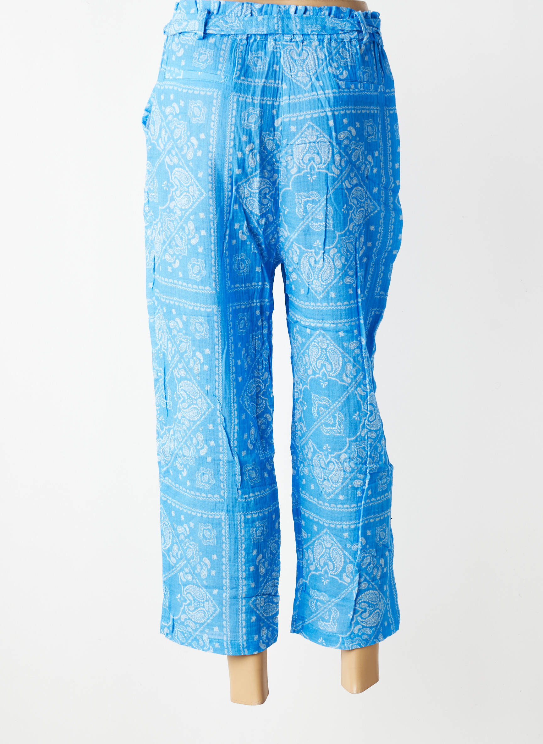 Pantalon 7/8 țesătură poplin mărime normală albastru HOD femeie