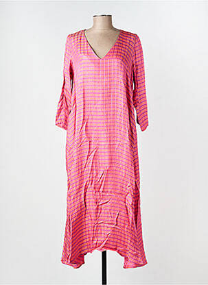 Rochie lungă croială fluidă mâneci 3/4 roz MODETROTTER femeie