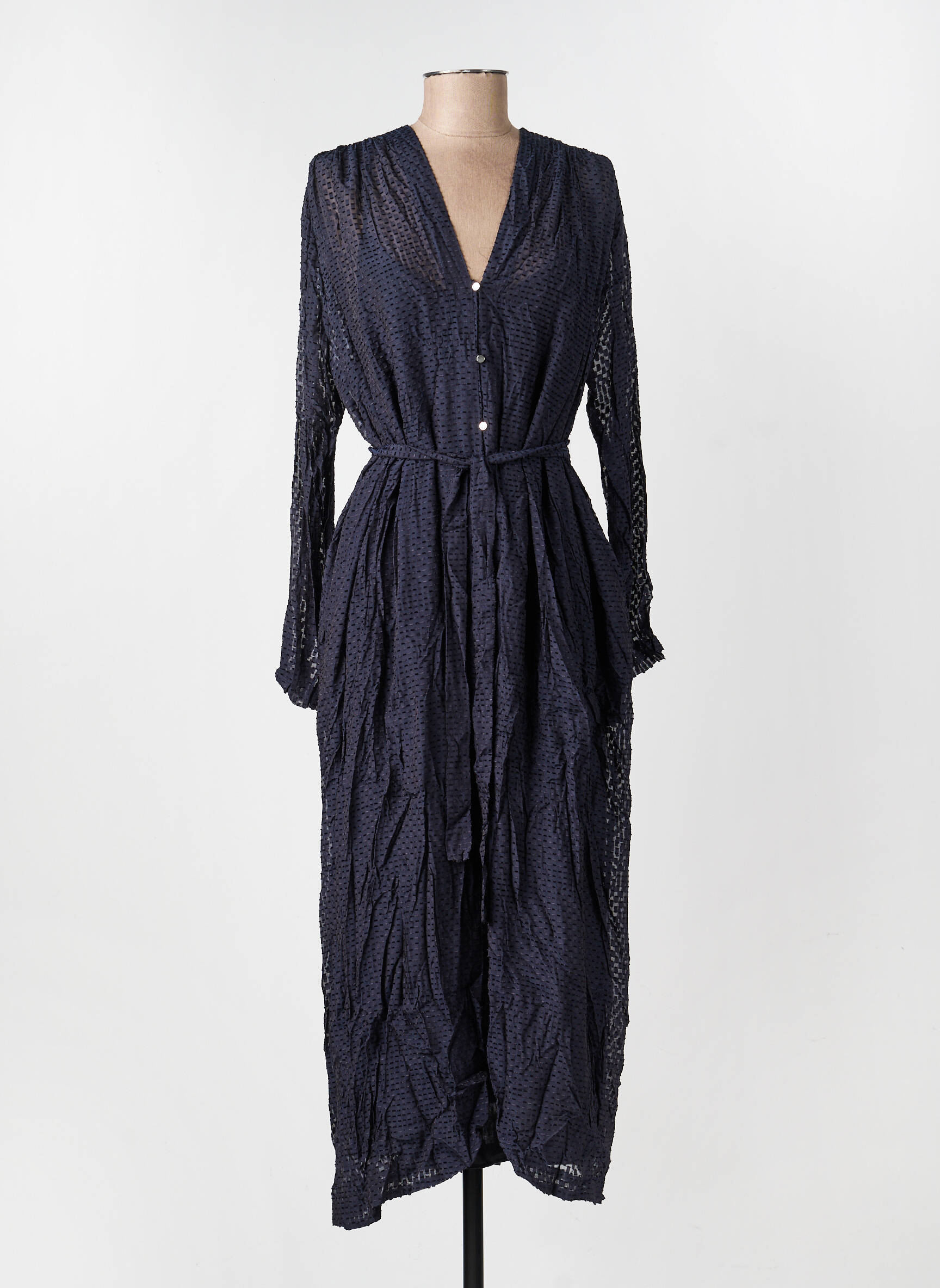 Rochie lungă mâneci lungi mâneci lungi albastru ROSEANNA femeie