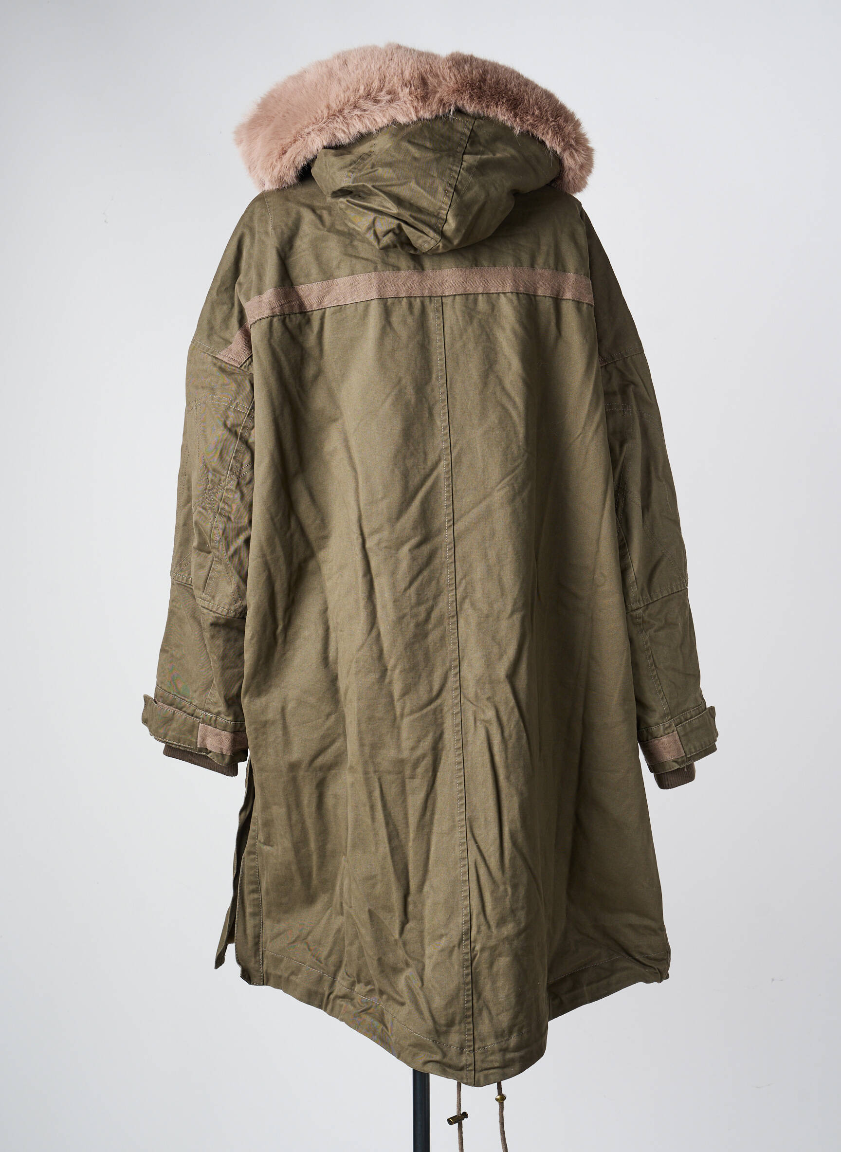Parka finisaj interior blană sintetică cu glugă verde FIVE femeie