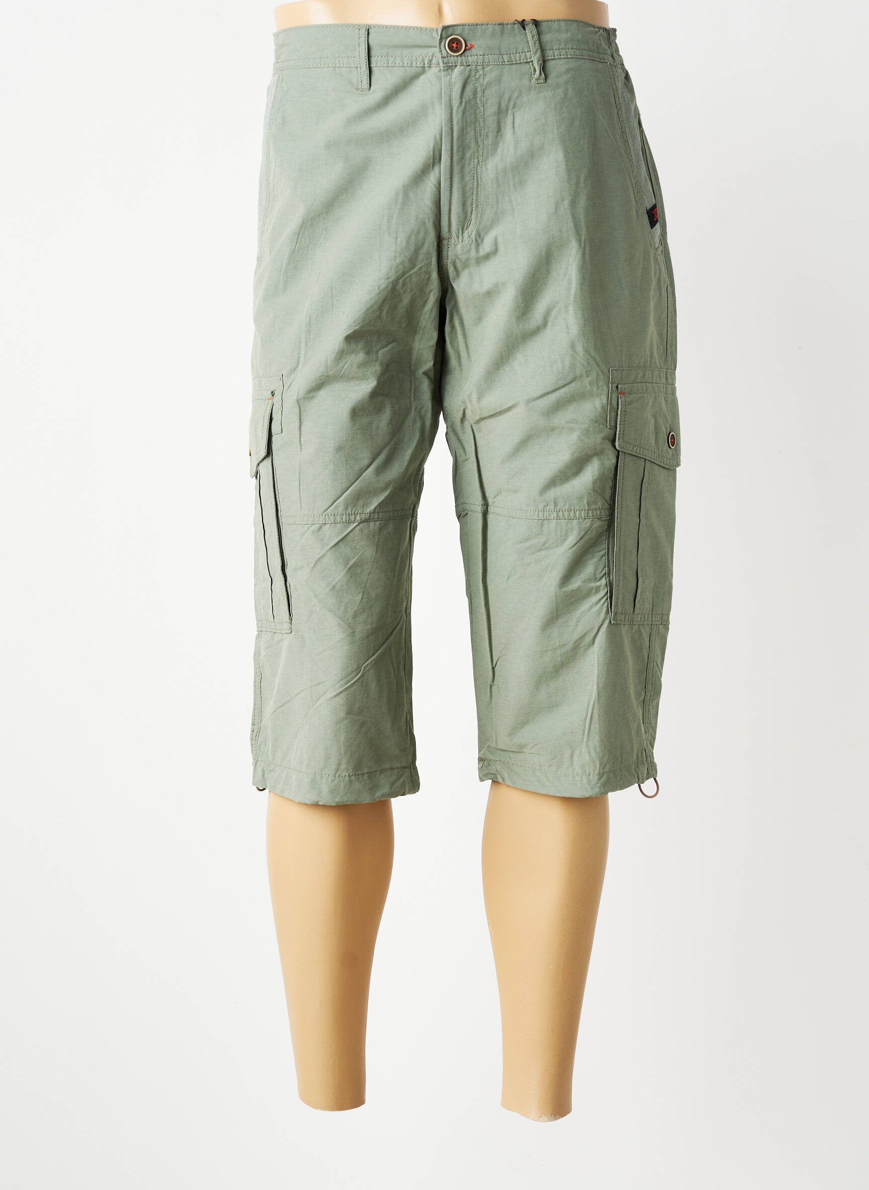 Pantalon trei sferturi țesătură poplin mărime normală verde COFOX bărbat