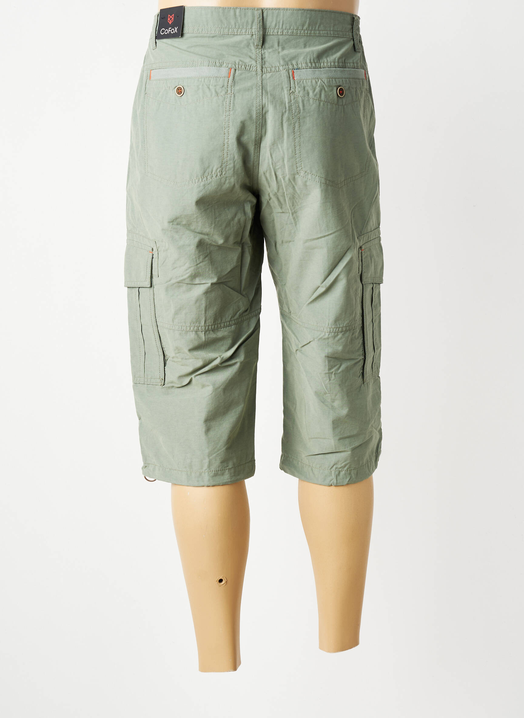 Pantalon trei sferturi țesătură poplin mărime normală verde COFOX bărbat