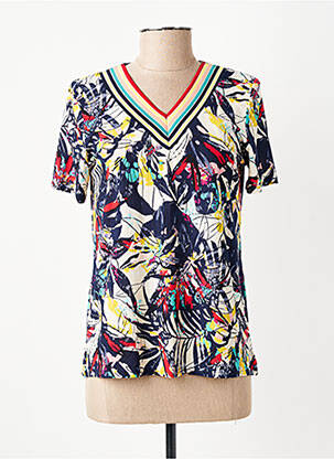 Tricou guler în v mâneci scurte albastru GEVANA femeie