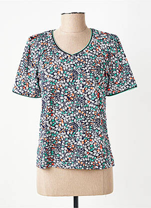 Tricou guler în v mâneci scurte albastru GEVANA femeie