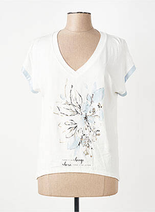 Tricou croială dreaptă mâneci scurte bej GEVANA femeie