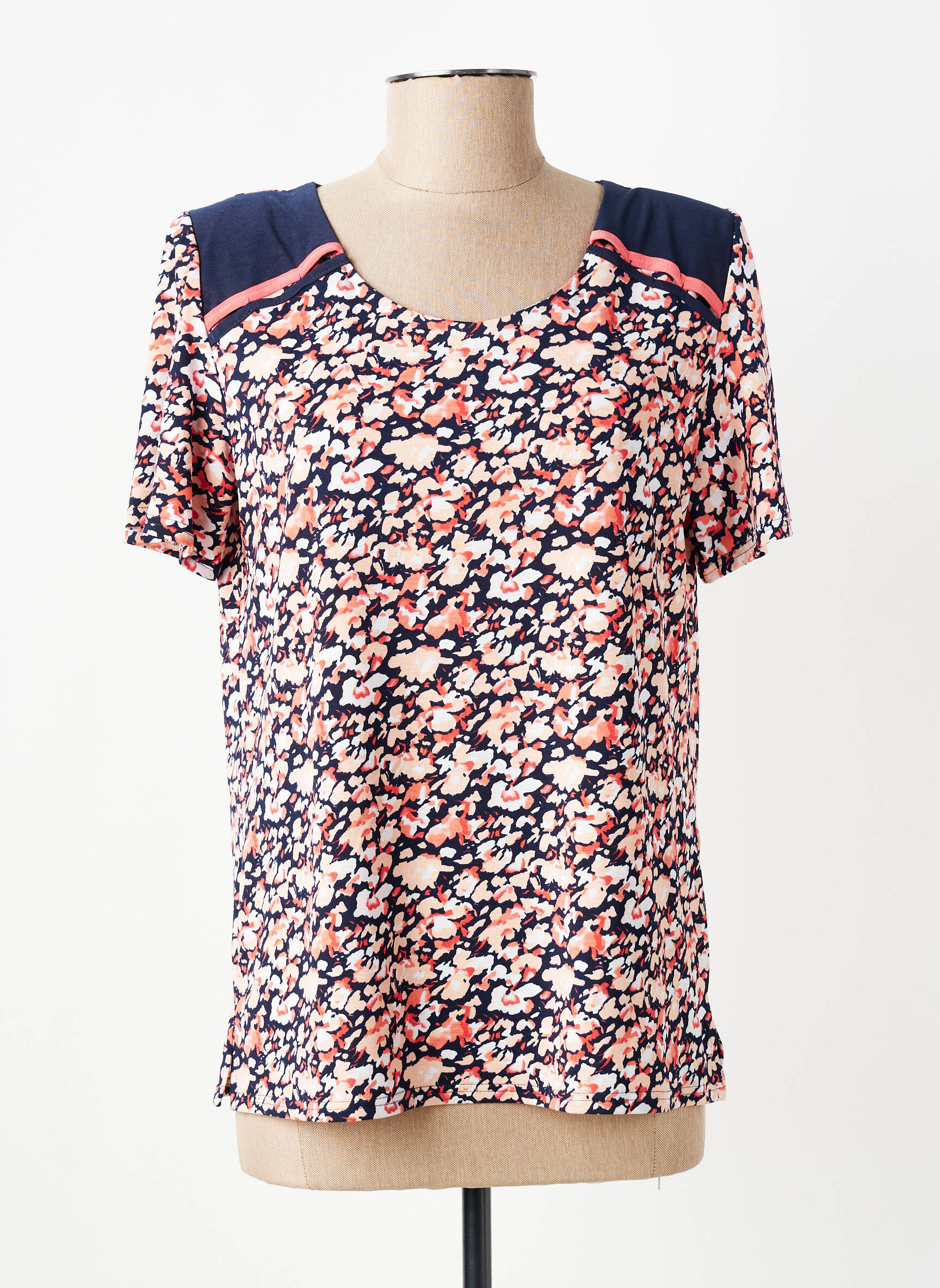 Tricou croială cambrată mâneci scurte albastru GEVANA femeie
