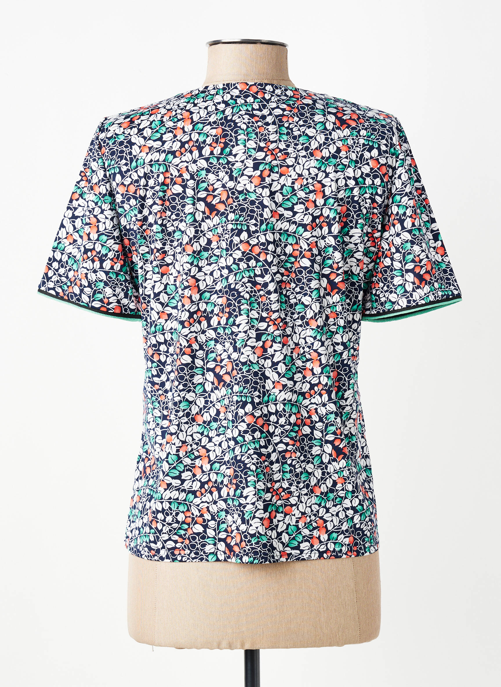 Tricou guler în v mâneci scurte albastru GEVANA femeie