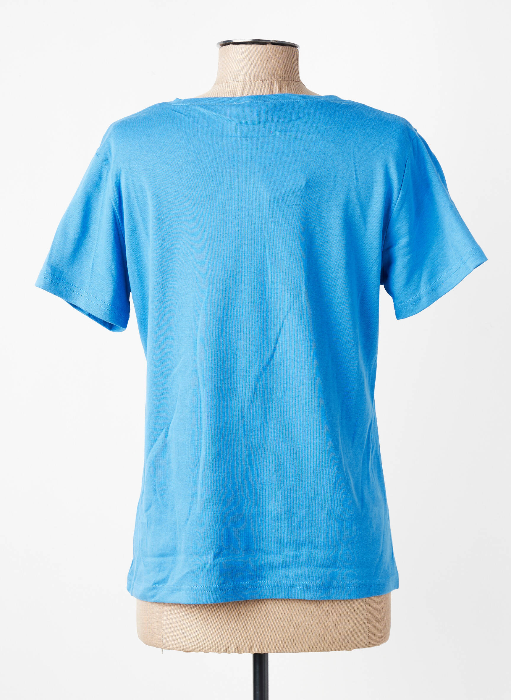 Tricou serigrafie cu strasuri mâneci scurte albastru GEVANA femeie