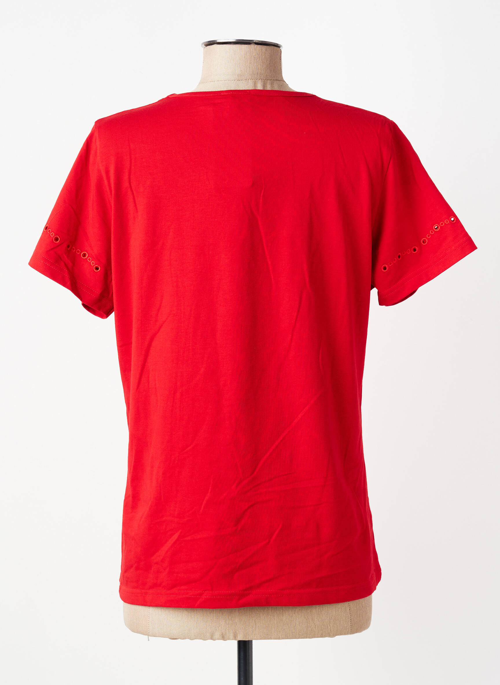Tricou guler în v mâneci scurte roșu GEVANA femeie