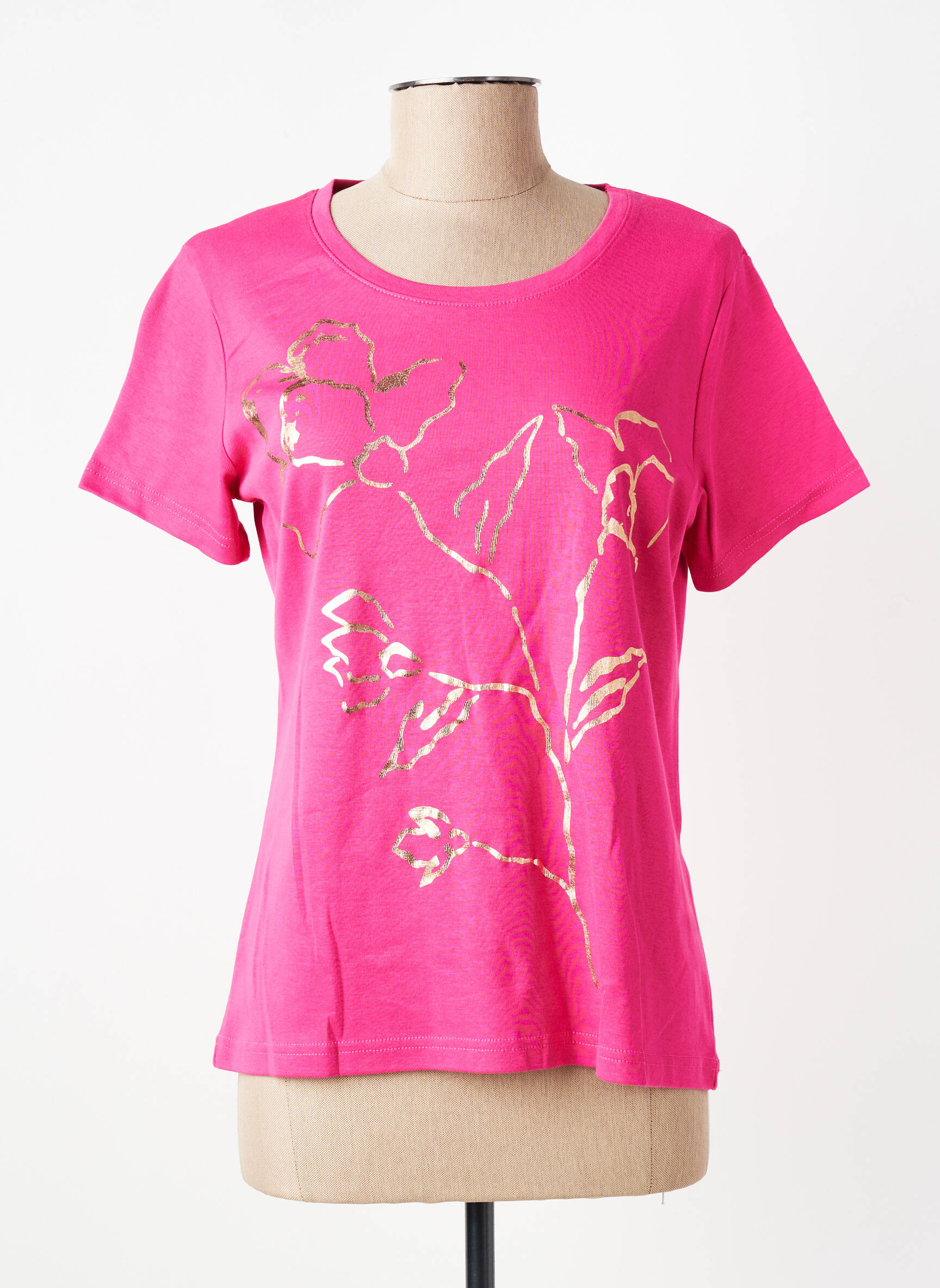 Tricou serigrafie mâneci scurte roz GEVANA femeie