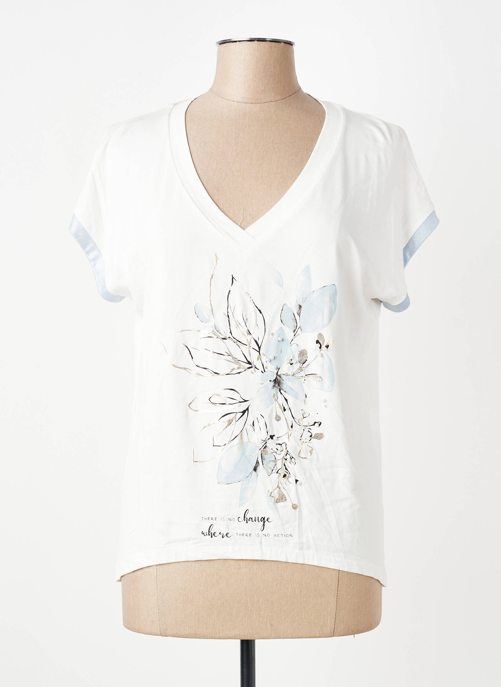 Tricou croială dreaptă mâneci scurte bej GEVANA femeie