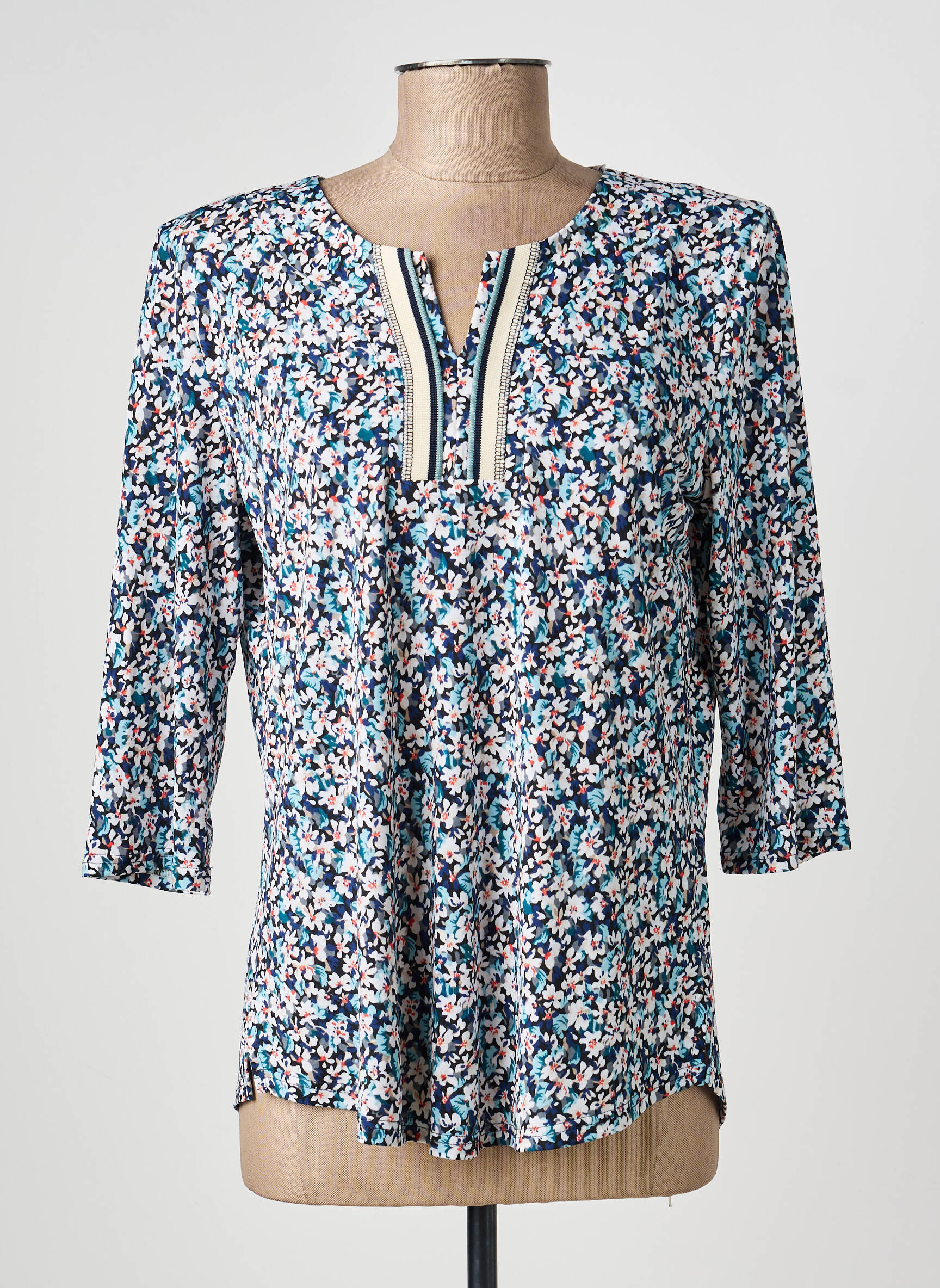 Tricou mâneci 3/4 mâneci 3/4 albastru GEVANA femeie