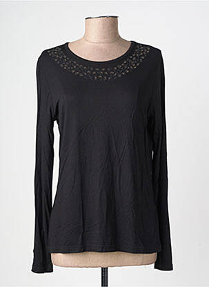 Top țesătură jersey mâneci lungi negru GEVANA femeie
