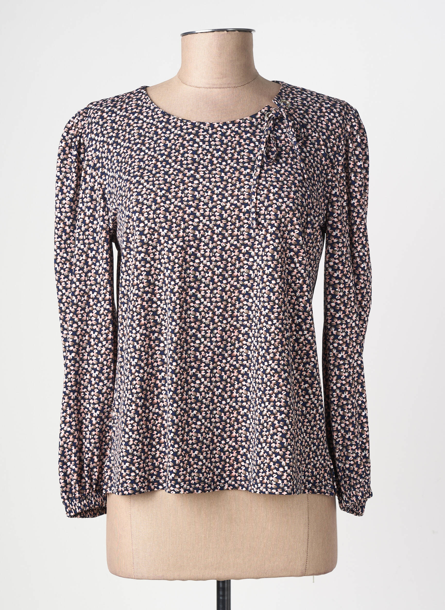 Tricou imprimeu fantezie mâneci lungi albastru GEVANA femeie