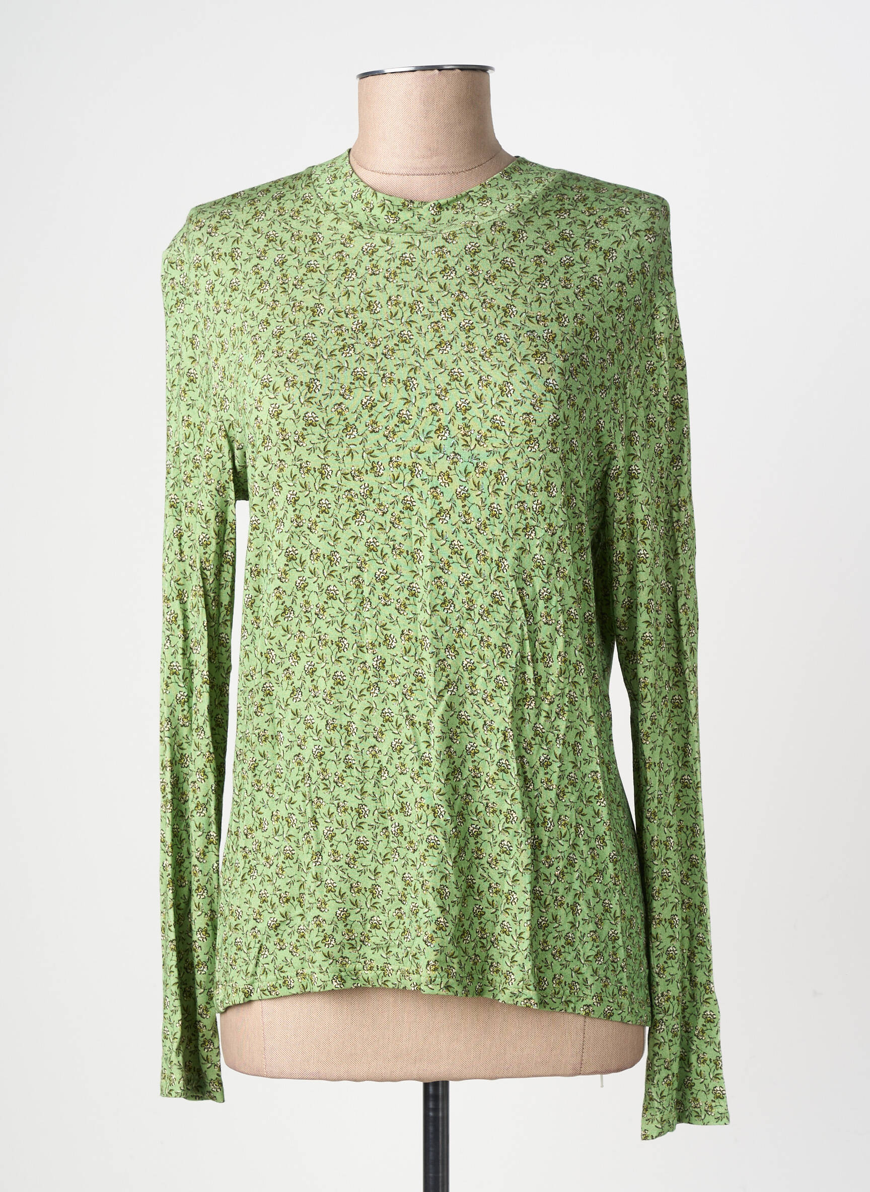 Tricou imprimeu fantezie mâneci lungi verde GEVANA femeie