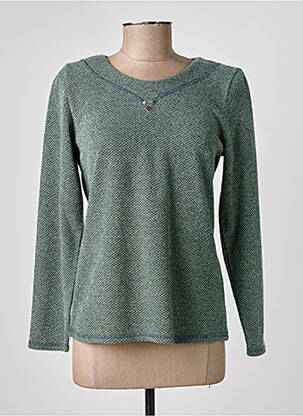 Pulover țesătură melanj mâneci lungi verde BOGUAR femeie