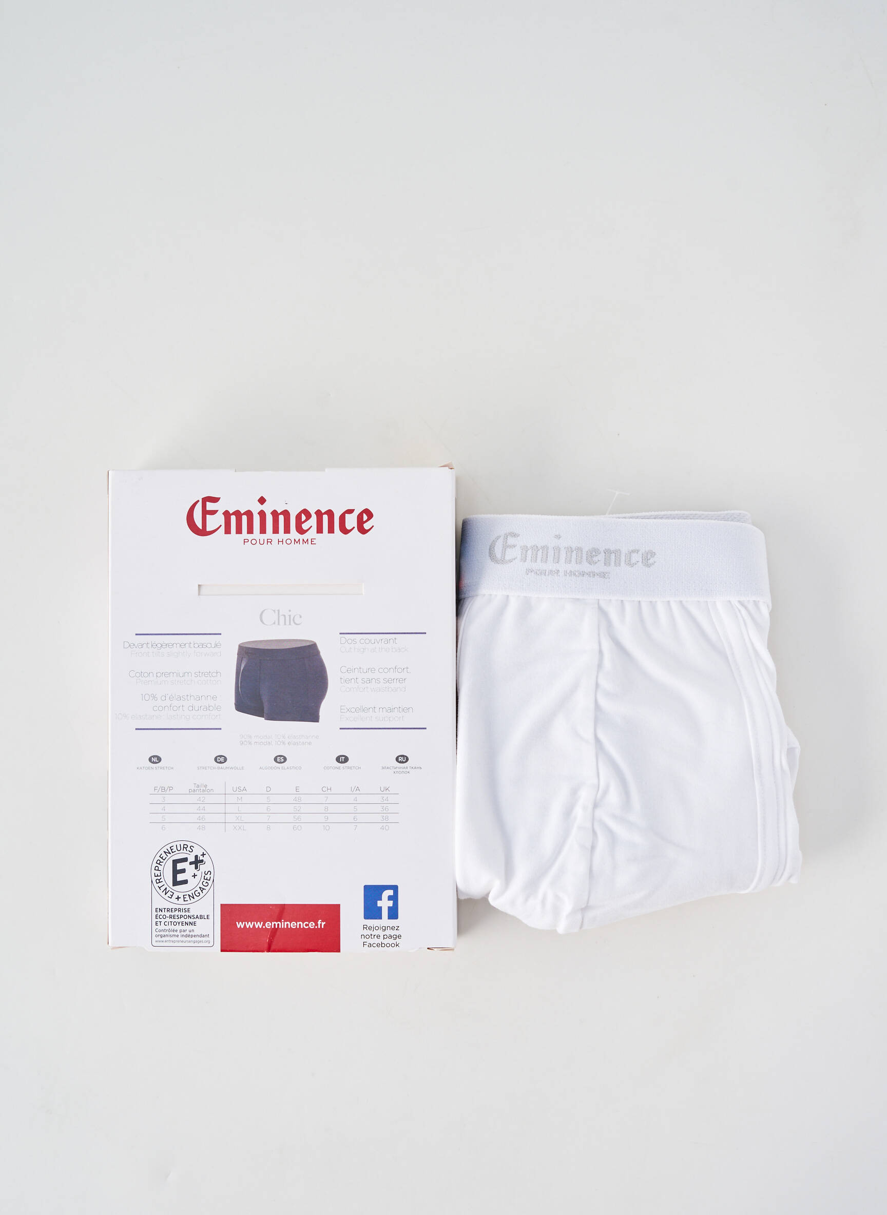 Boxer elasticitate alb EMINENCE bărbat