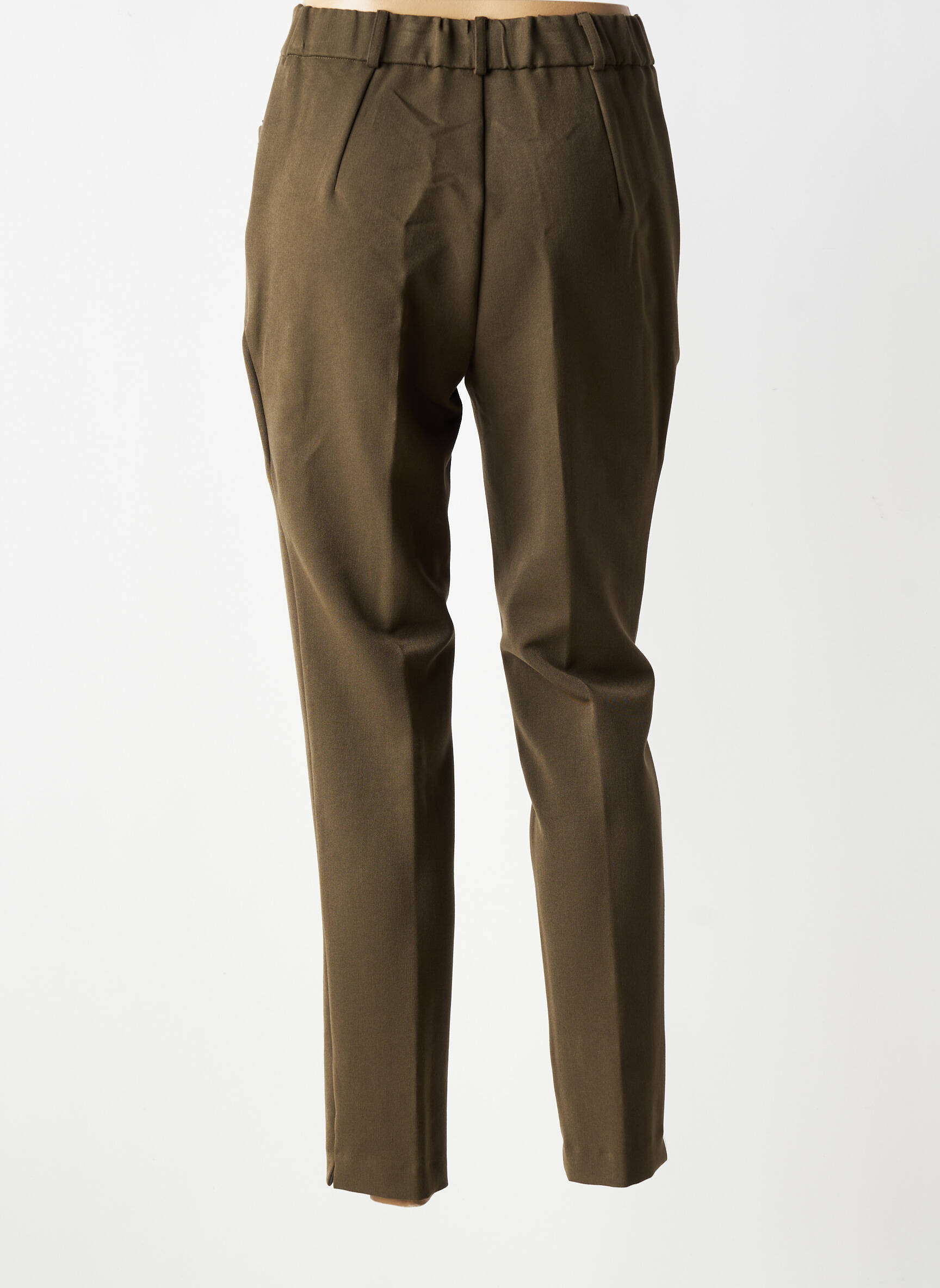 Pantalon slim talie elastică mărime normală verde GEVANA femeie