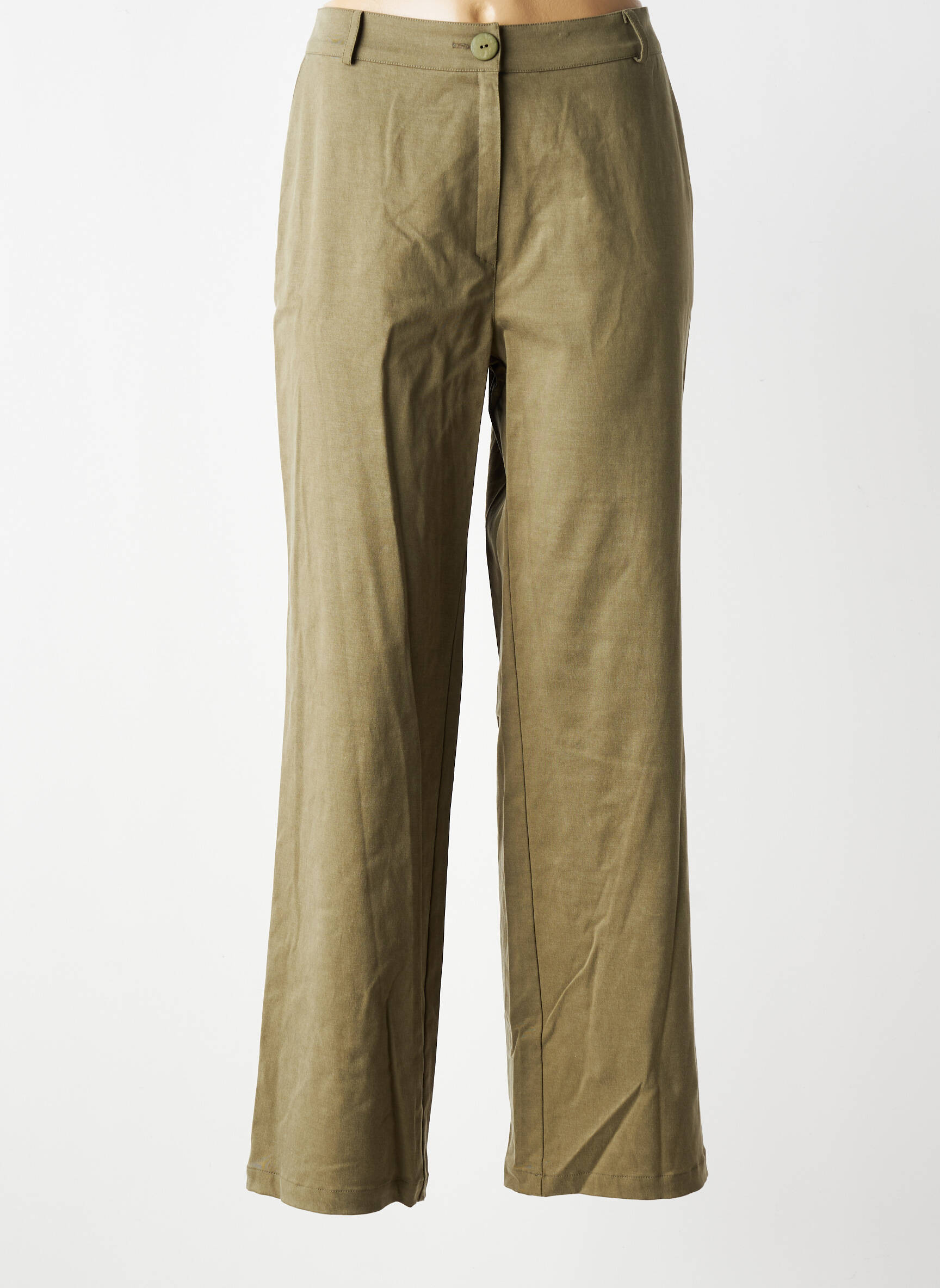 Pantalon drept talie înaltă talie înaltă verde GEVANA femeie