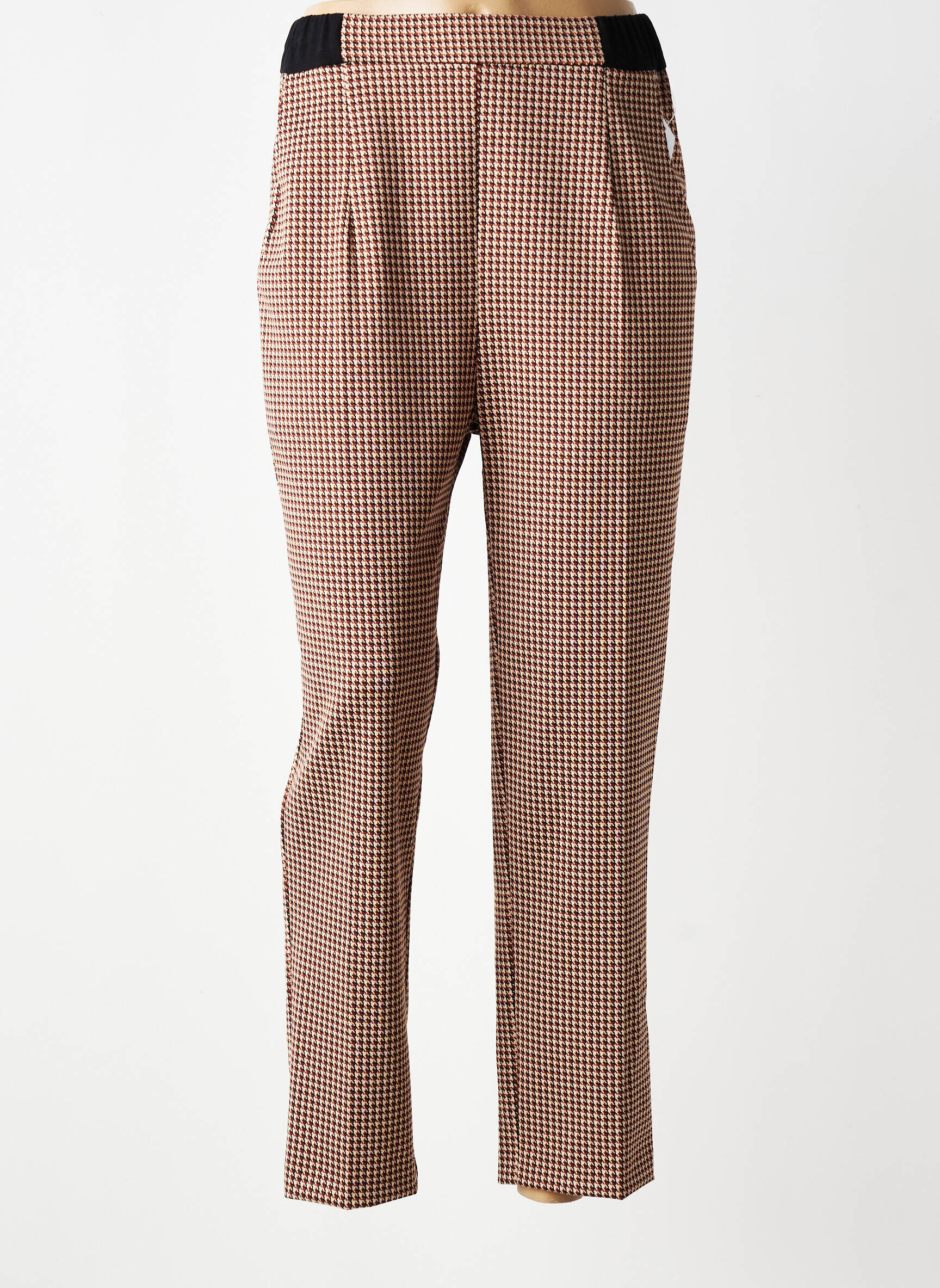 Pantalon slim talie elastică mărime normală maro GEVANA femeie