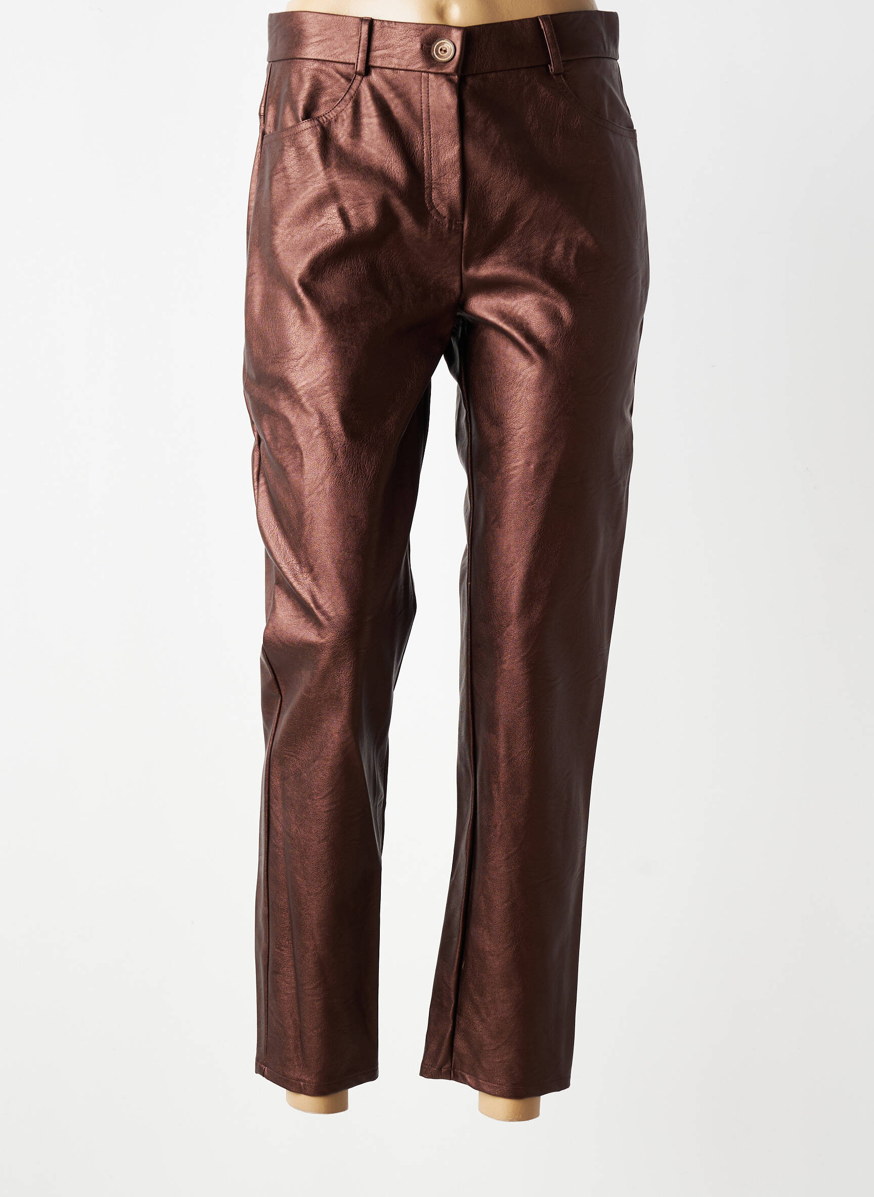 Pantalon slim mărime normală mărime normală maro GEVANA femeie